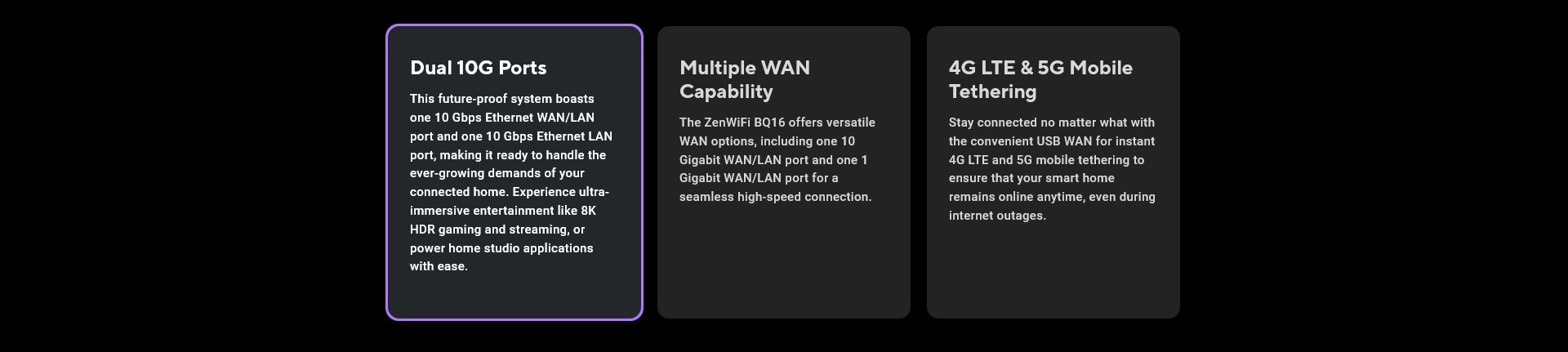 A large marketing image providing additional information about the product ASUS ZenWiFi BQ16 Quad Band WiFi 7 (802.11be) Mesh Router - Additional alt info not provided