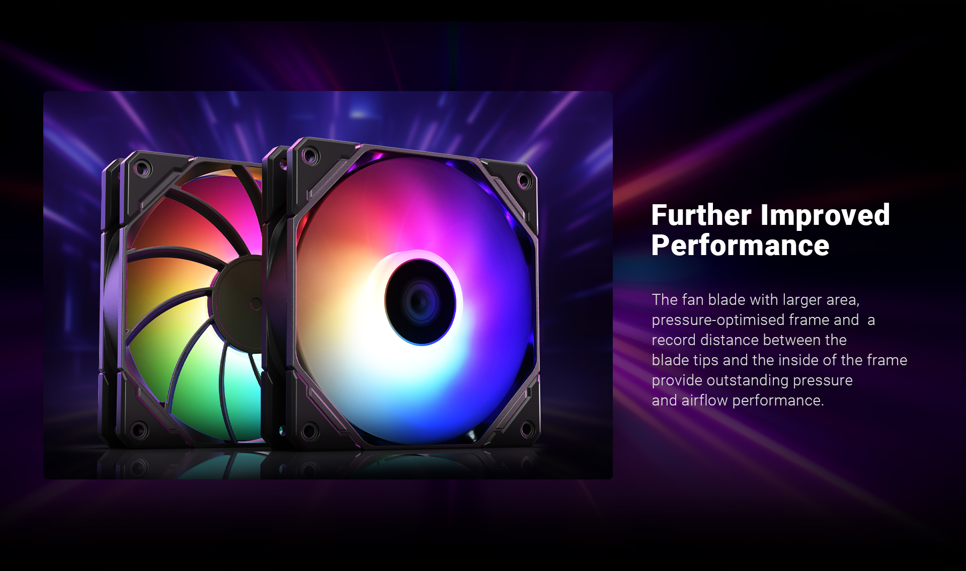 A large marketing image providing additional information about the product ID-COOLING TF Series Pro 120mm ARGB Reverse Case Fan - Black - Additional alt info not provided