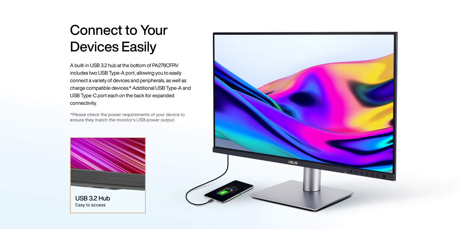 A large marketing image providing additional information about the product ASUS ProArt PA278CFRV 27" 1440p 100Hz IPS Monitor - Additional alt info not provided