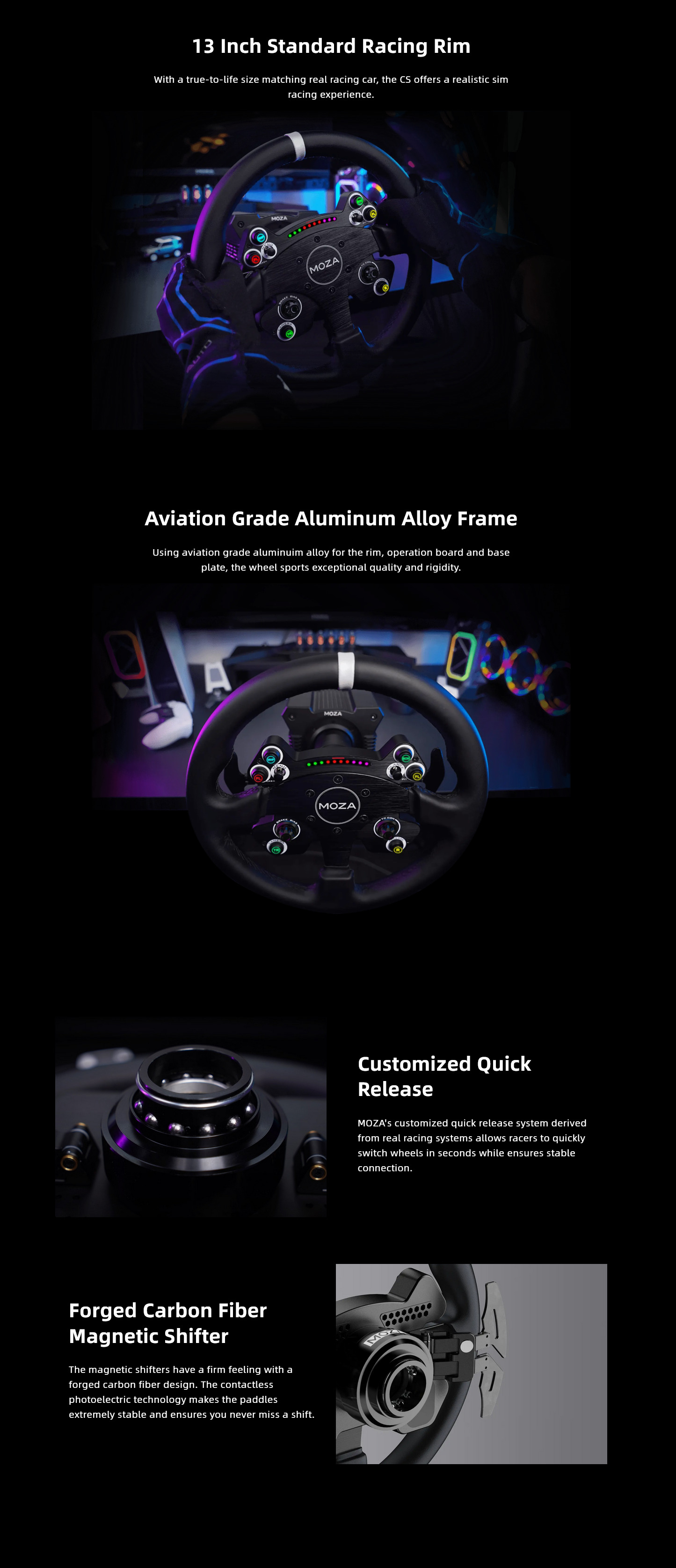 A large marketing image providing additional information about the product MOZA CS V2P Steering Wheel - Additional alt info not provided