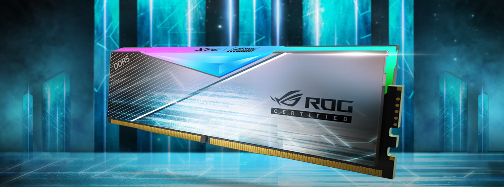 A large marketing image providing additional information about the product ADATA XPG Lancer RGB 32GB Kit (2x16GB) DDR5 C32 6600MHz - ROG Certified - Additional alt info not provided