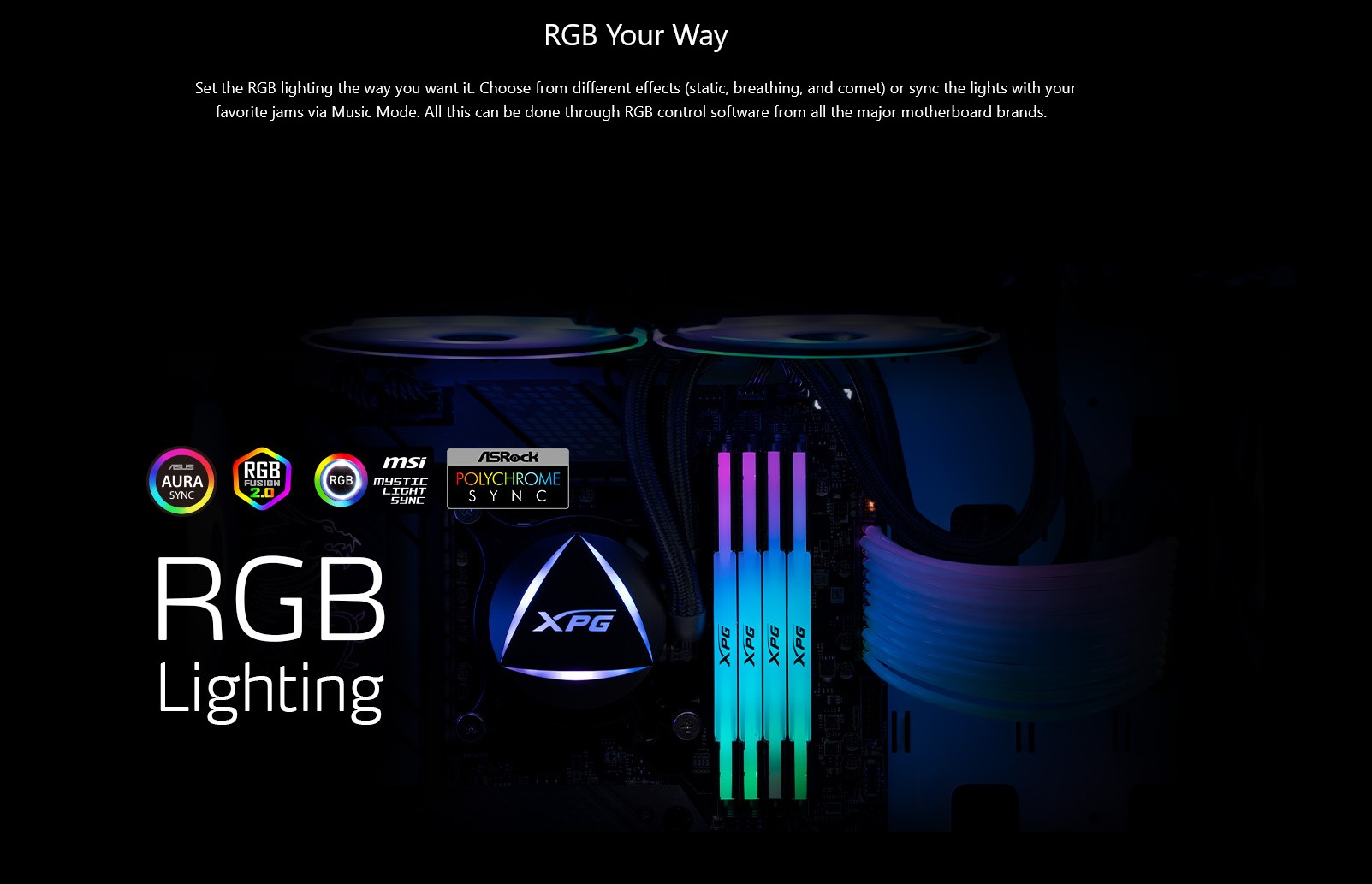 A large marketing image providing additional information about the product ADATA XPG Lancer RGB 32GB Kit (2x16GB) DDR5 C32 6400MHz - Additional alt info not provided