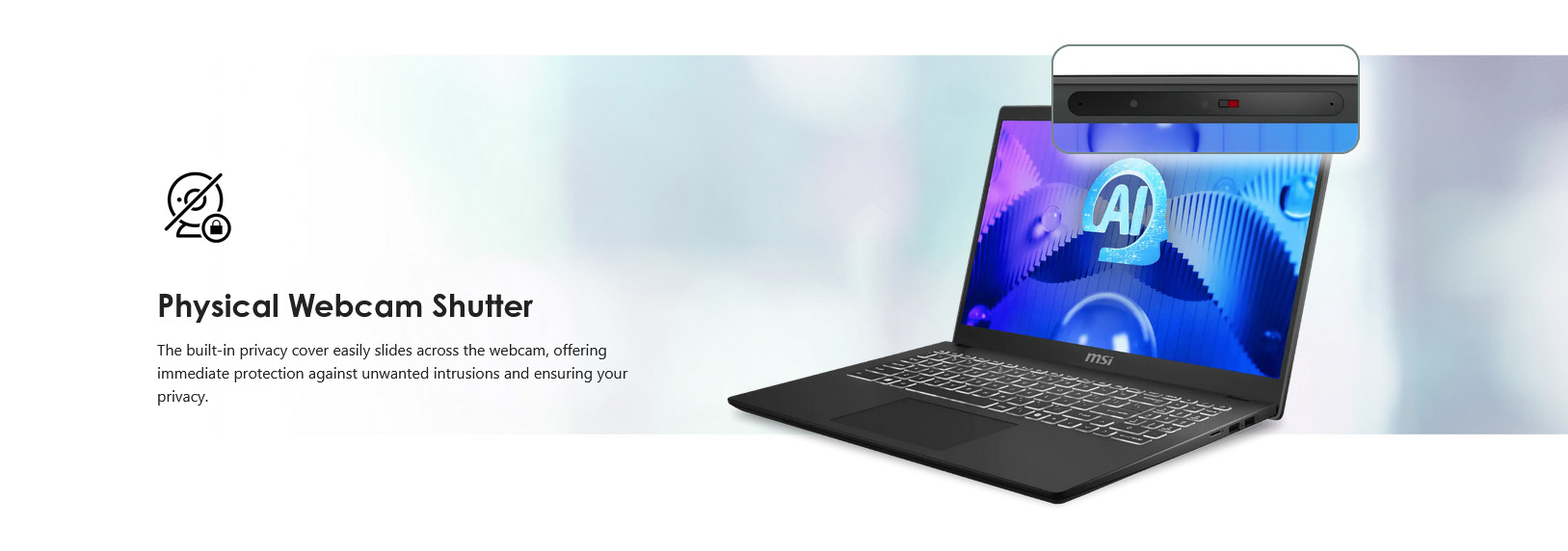 A large marketing image providing additional information about the product MSI Modern 15 H AI (C1M) - 15.6" Core Ultra 7, 16GB/1TB - Win 11 Pro Notebook - Additional alt info not provided