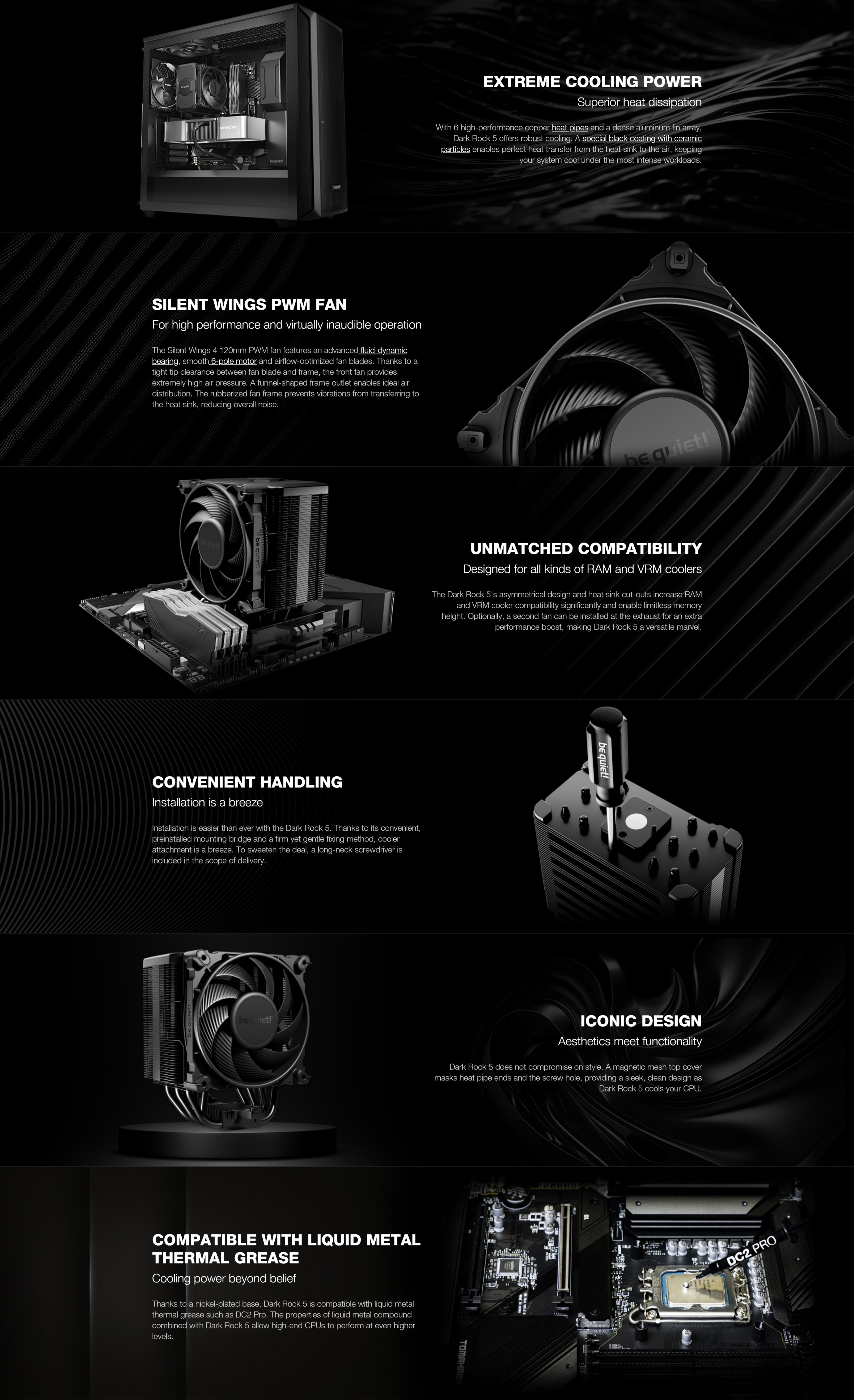 A large marketing image providing additional information about the product be quiet! DARK ROCK 5 CPU Cooler - Additional alt info not provided