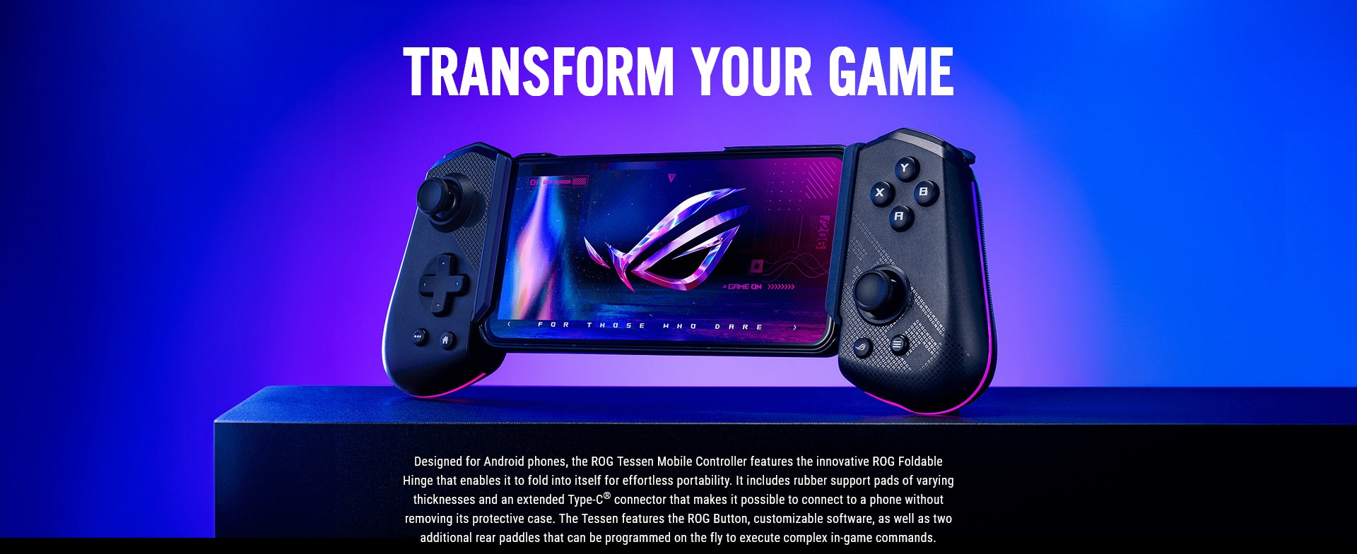 A large marketing image providing additional information about the product ASUS ROG Tessen Mobile Controller - Additional alt info not provided