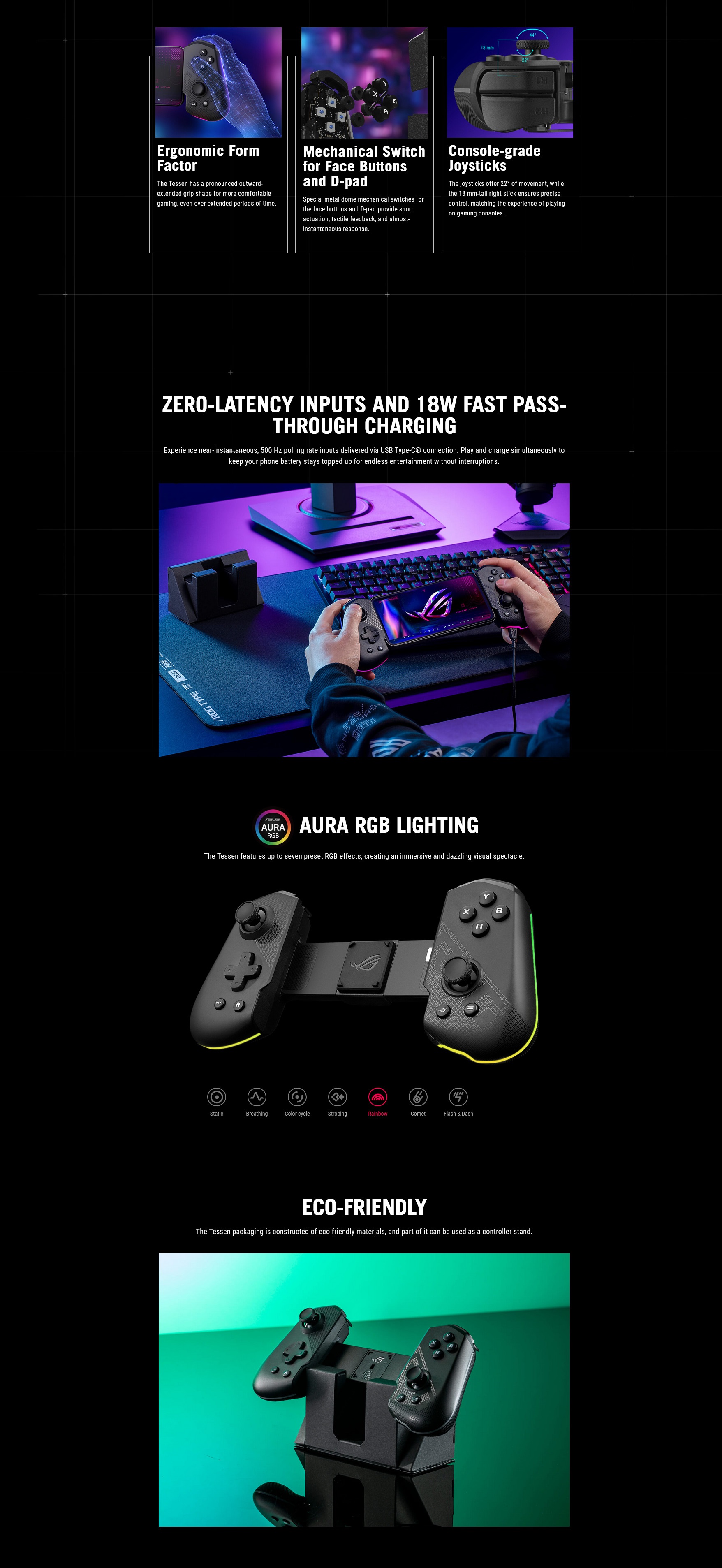 A large marketing image providing additional information about the product ASUS ROG Tessen Mobile Controller - Additional alt info not provided