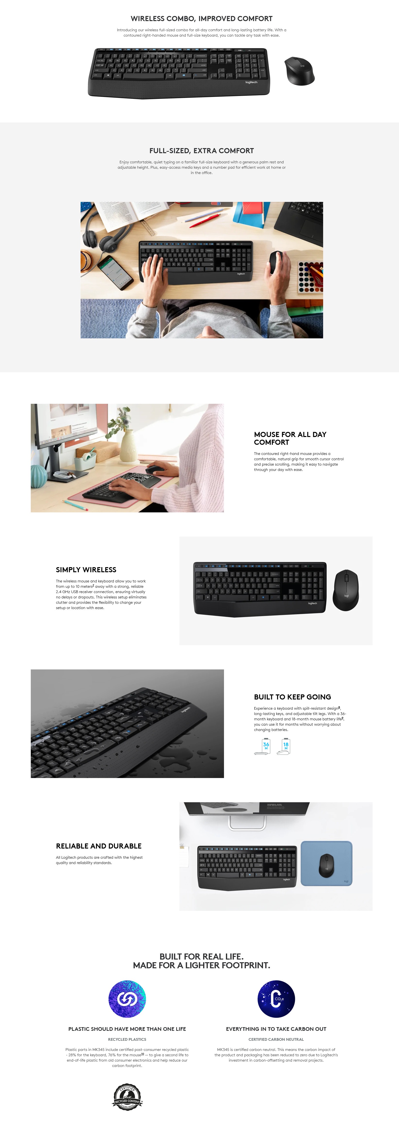 A large marketing image providing additional information about the product Logitech MK345 Wireless Keyboard and Mouse Combo - Additional alt info not provided