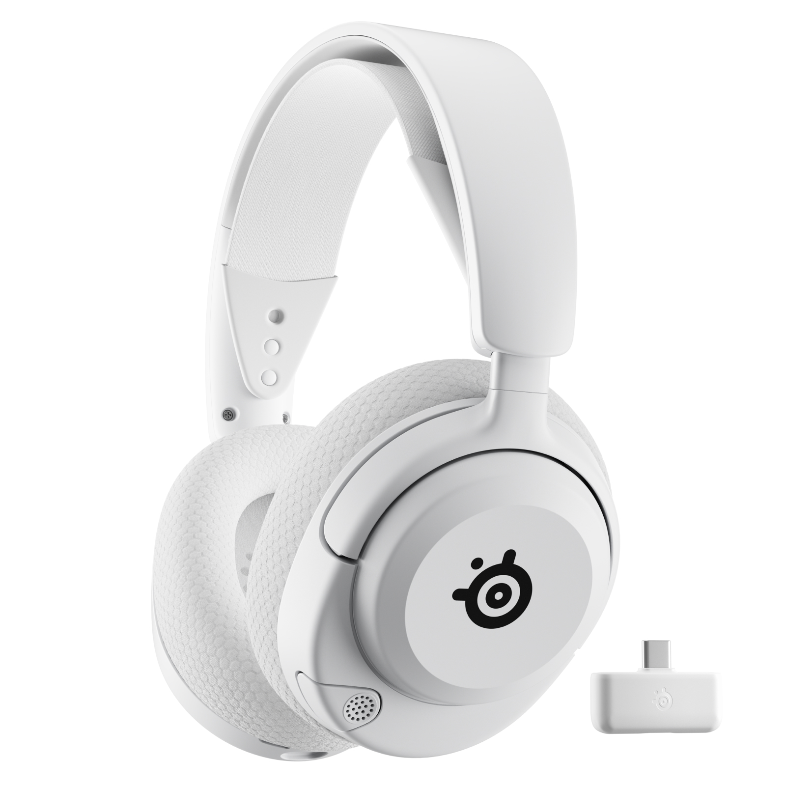 A large marketing image providing additional information about the product SteelSeries Arctis Nova 5 Wireless - Gaming Headset - White - Additional alt info not provided