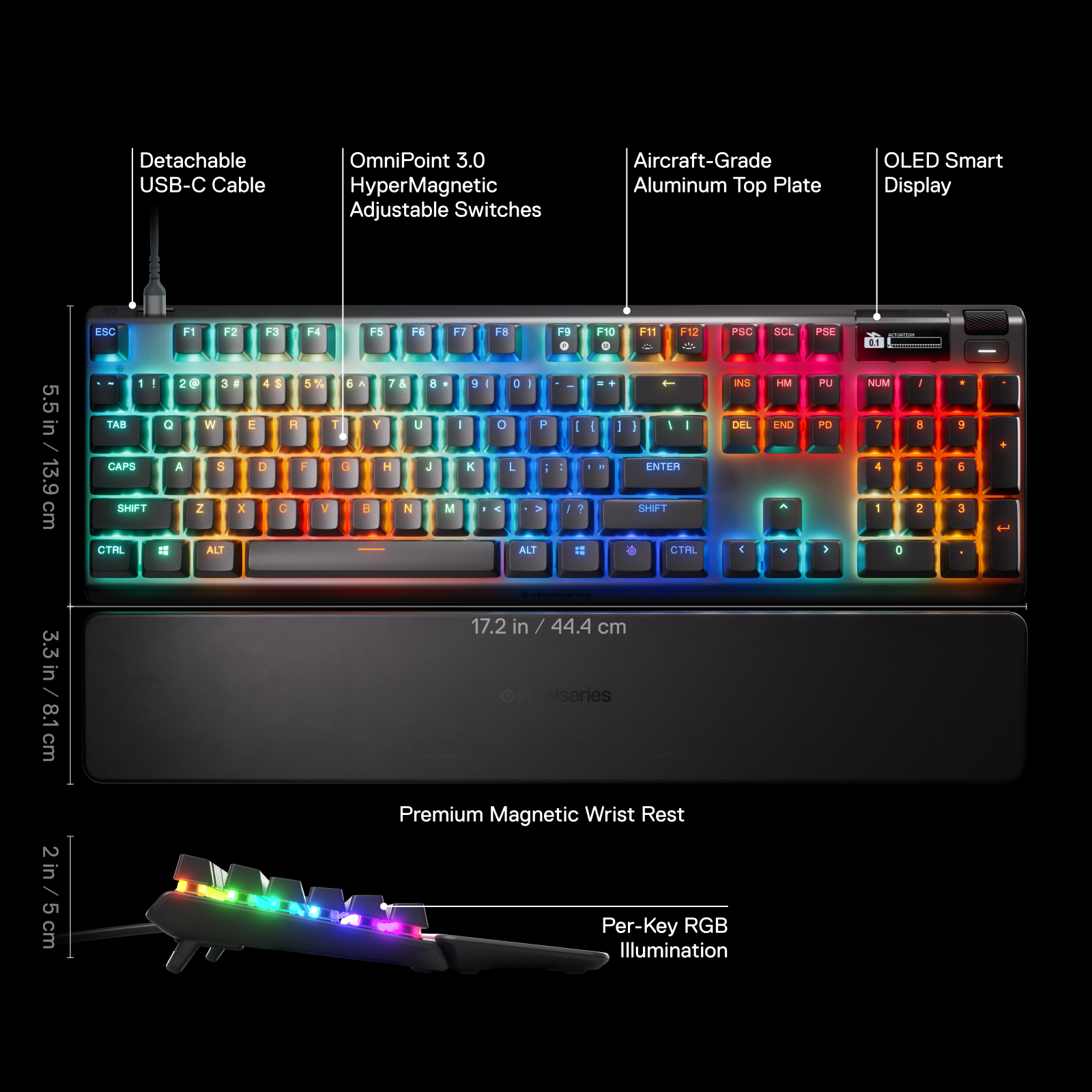 A large marketing image providing additional information about the product SteelSeries Apex Pro Gen 3 - Rapid Trigger Mechanical Keyboard (OmniPoint 3.0 Switches) - Additional alt info not provided