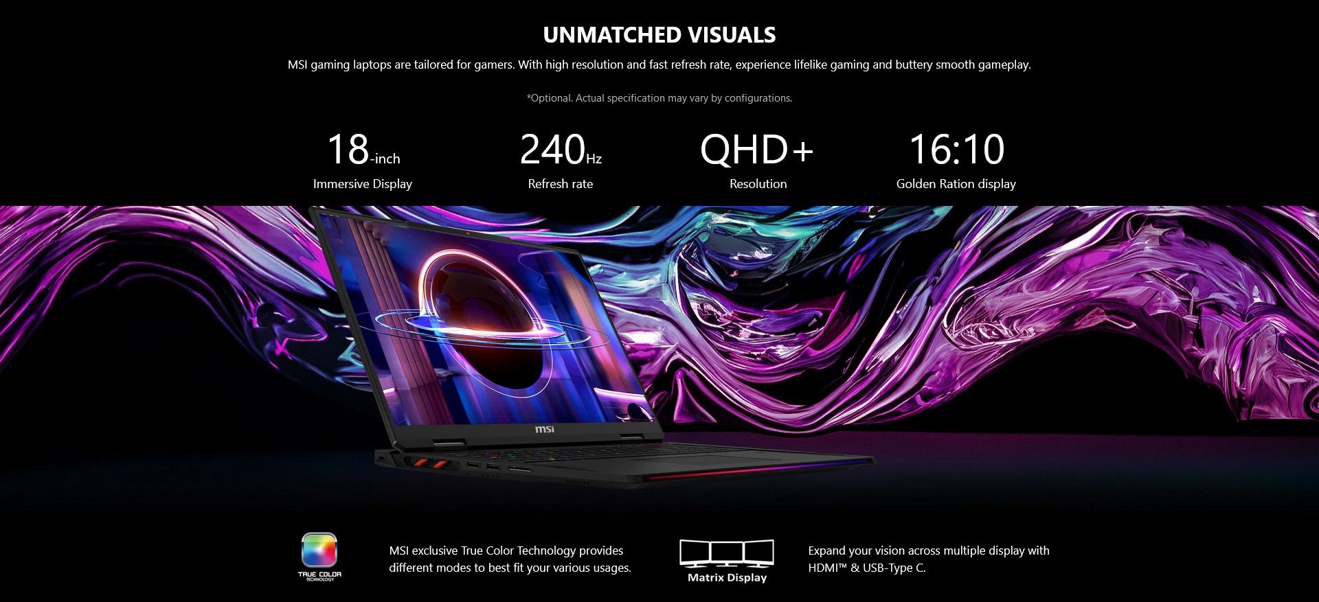 A large marketing image providing additional information about the product MSI Raider A18 HX (A7V) - 18" QHD 240Hz, Ryzen 9, RTX 4080, 32GB/1TB - Win 11 Pro Gaming Notebook - Additional alt info not provided