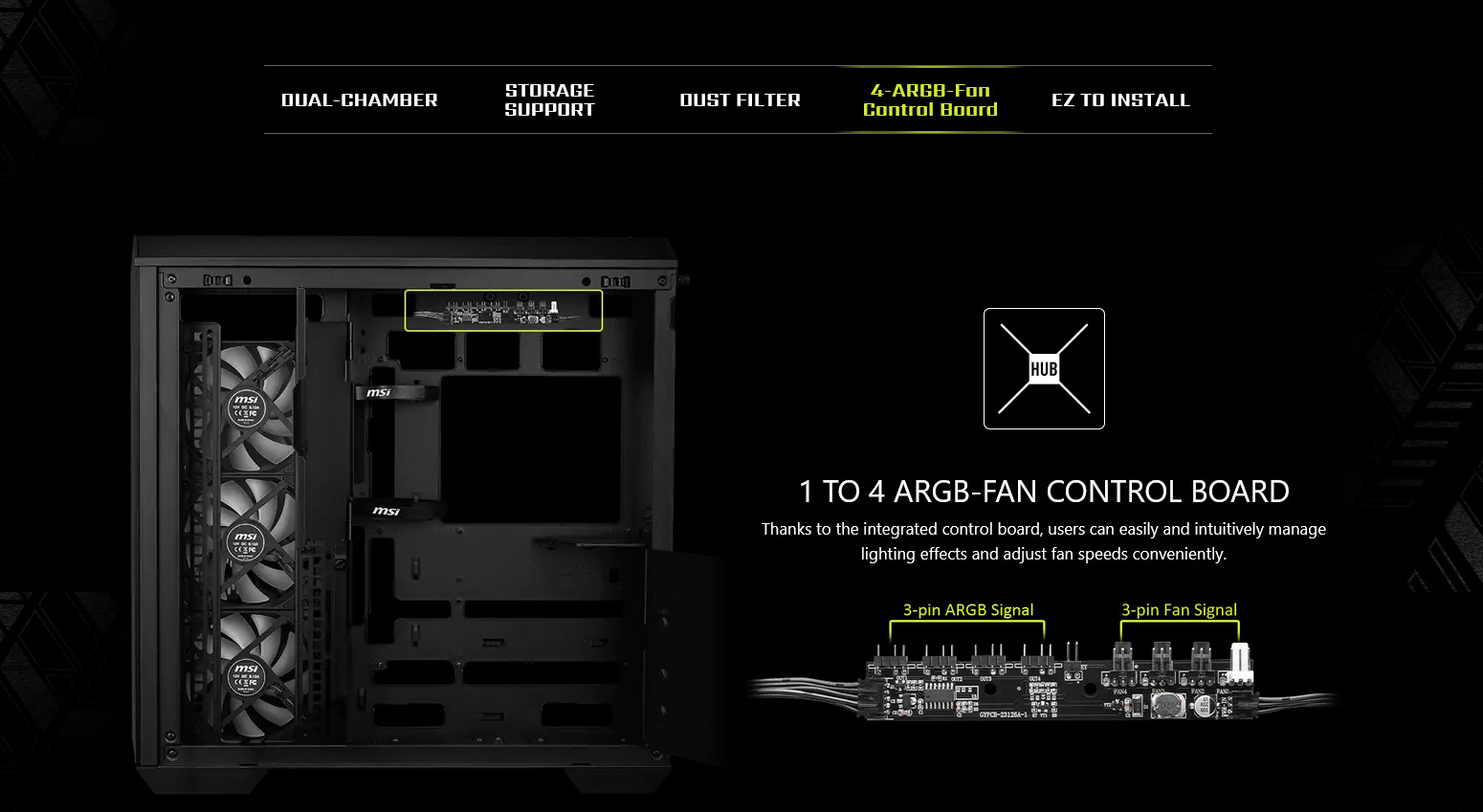 A large marketing image providing additional information about the product MSI MAG PANO 100R PZ ATX Mid Tower Case - Black - Additional alt info not provided