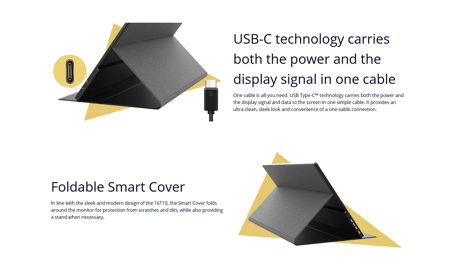 A large marketing image providing additional information about the product AOC 16T10 15.6" 1080p 60Hz IPS Portable Monitor - Additional alt info not provided