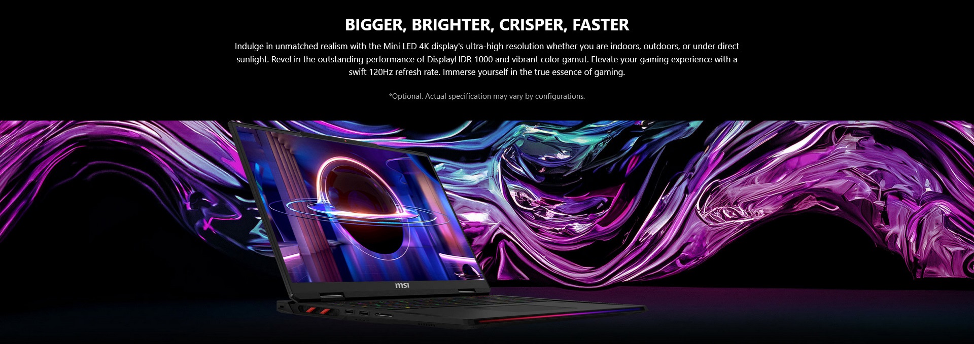 A large marketing image providing additional information about the product MSI Raider 18 HX (A14V) - 18" 4K 120Hz, 14th Gen i9, RTX 4090, 64GB/2TB - Win 11 Pro Gaming Notebook - Additional alt info not provided