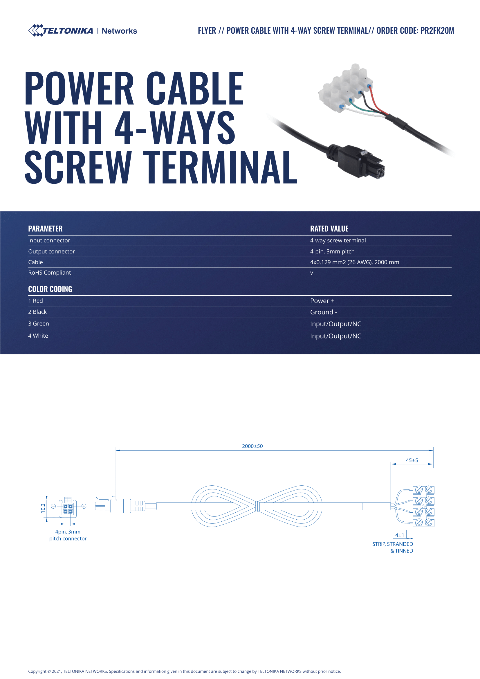 A large marketing image providing additional information about the product Teltonika 4-Pin Power Cable with 4-Way Screw Terminal - Additional alt info not provided