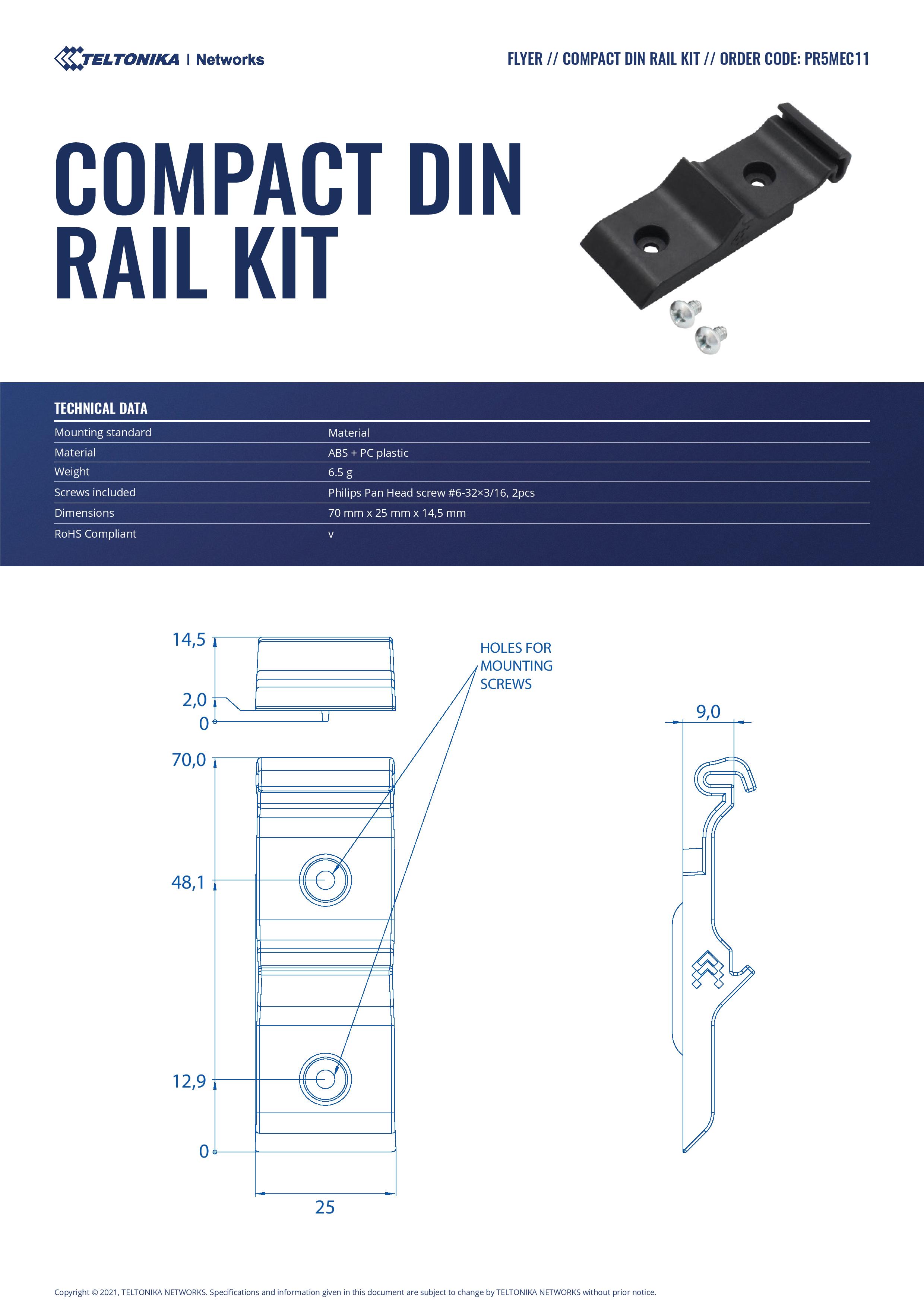 A large marketing image providing additional information about the product Teltonika Compact DIN Rail Kit - Additional alt info not provided