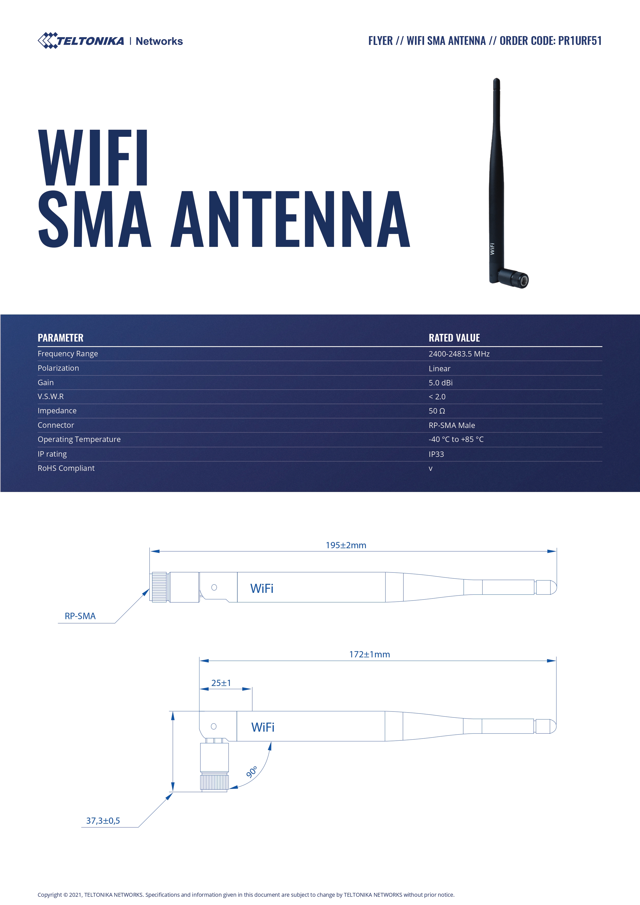 A large marketing image providing additional information about the product Teltonika 2.4GHz Wi-Fi SMA Antenna - Additional alt info not provided