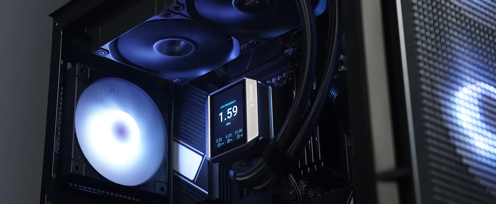 A large marketing image providing additional information about the product DeepCool MYSTIQUE 240 AIO Liquid CPU Cooler - Black - Additional alt info not provided