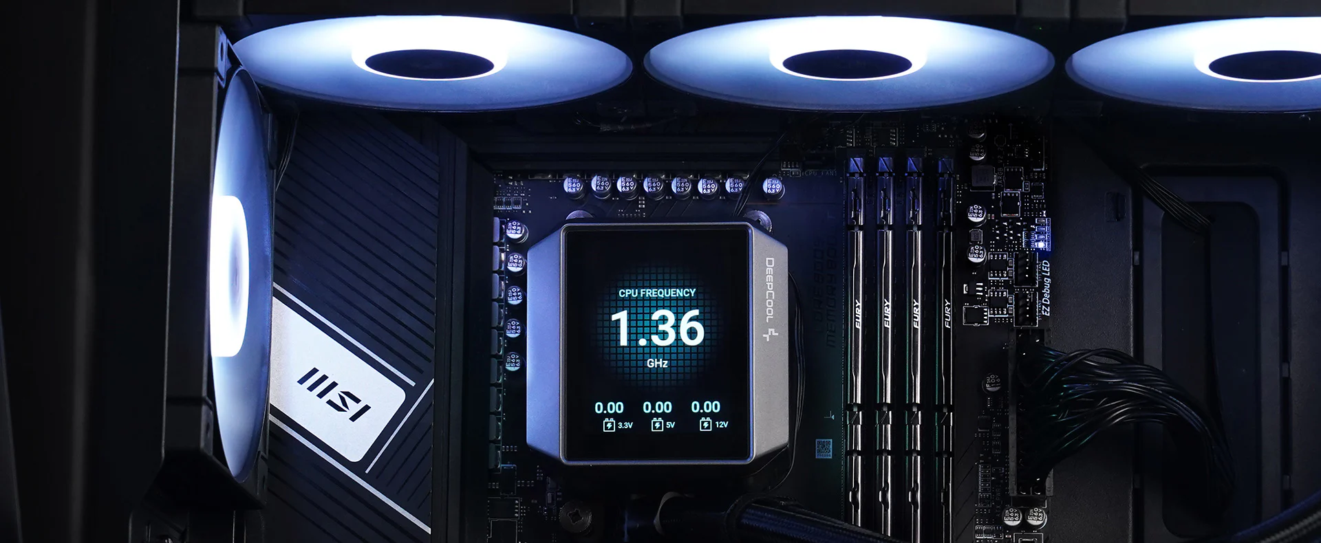 A large marketing image providing additional information about the product DeepCool MYSTIQUE 360 ARGB AIO Liquid CPU Cooler - Black - Additional alt info not provided