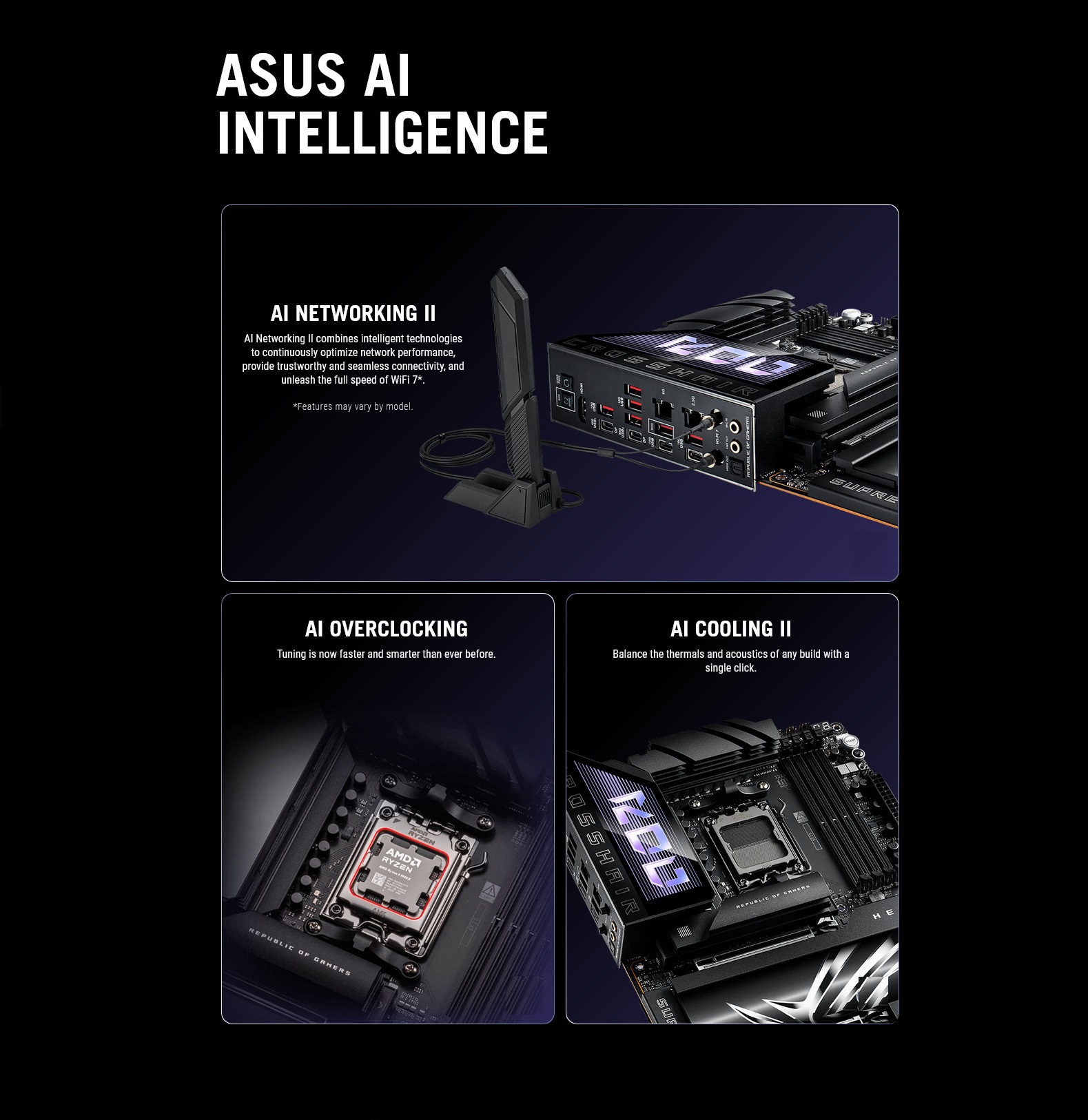 A large marketing image providing additional information about the product ASUS ROG Crosshair X870E Hero AM5 ATX Desktop Motherboard - Additional alt info not provided