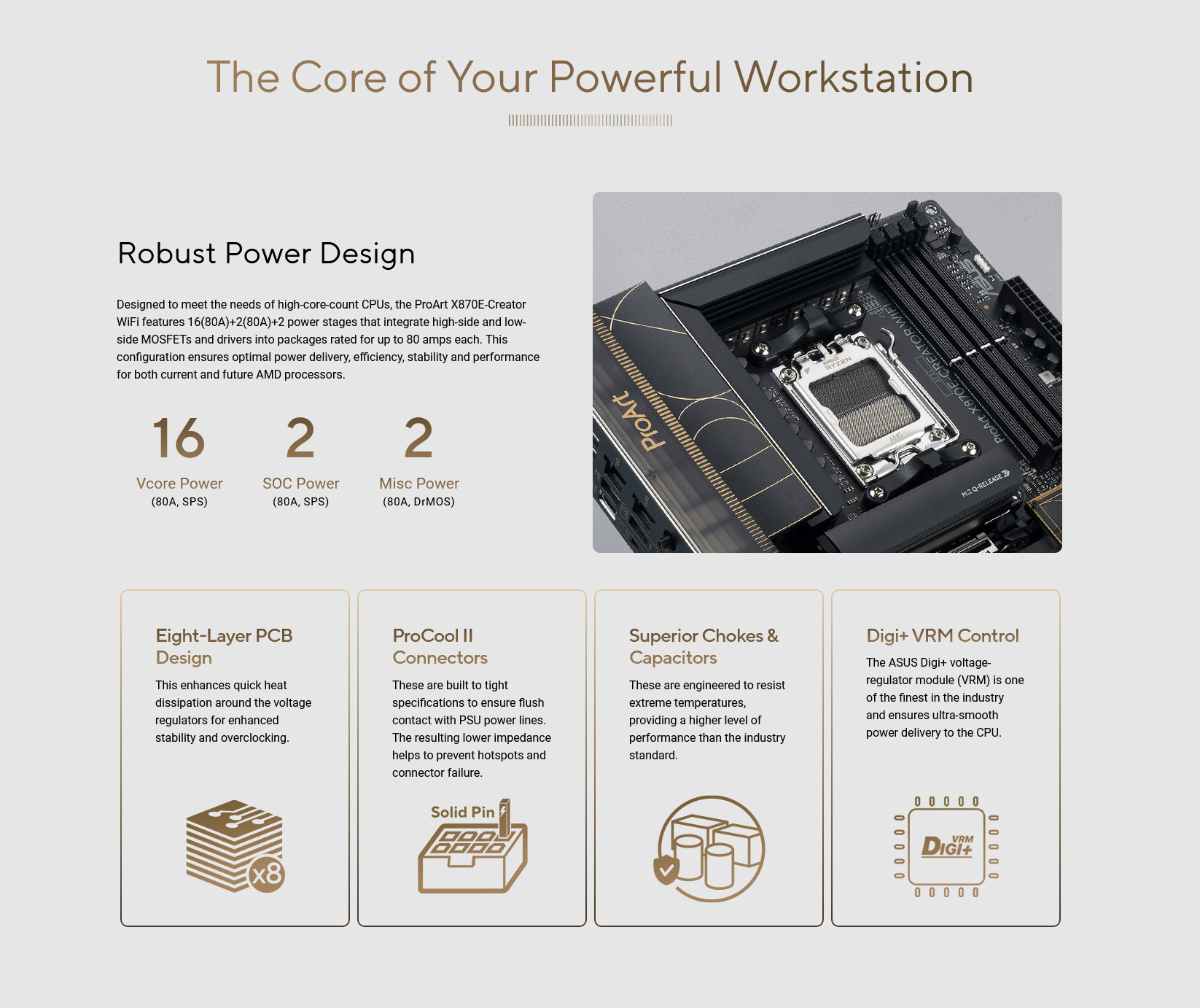 A large marketing image providing additional information about the product ASUS ProArt X870E-Creator WiFi AM5 ATX Desktop Motherboard - Additional alt info not provided