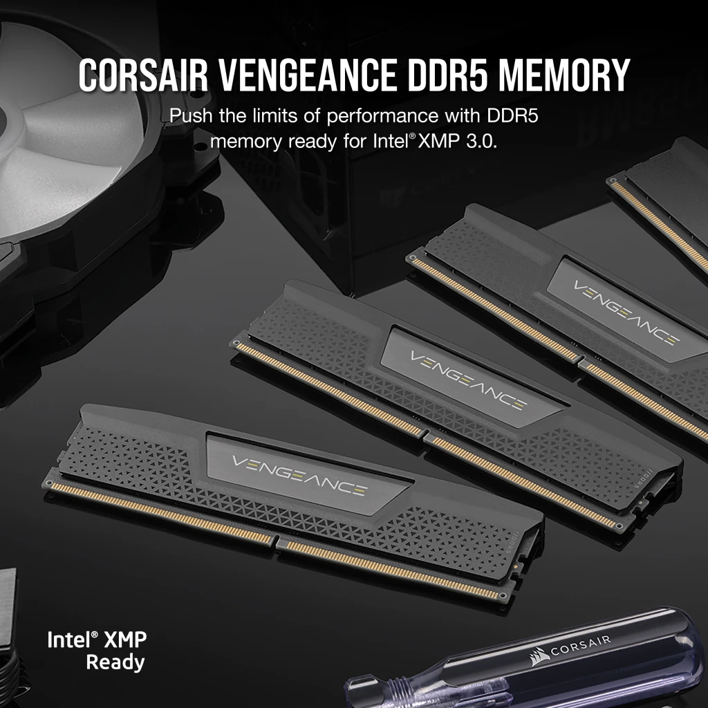 A large marketing image providing additional information about the product Corsair Vengeance 32GB Kit (2x16GB) DDR5 C32 6400MHz - Grey - Additional alt info not provided