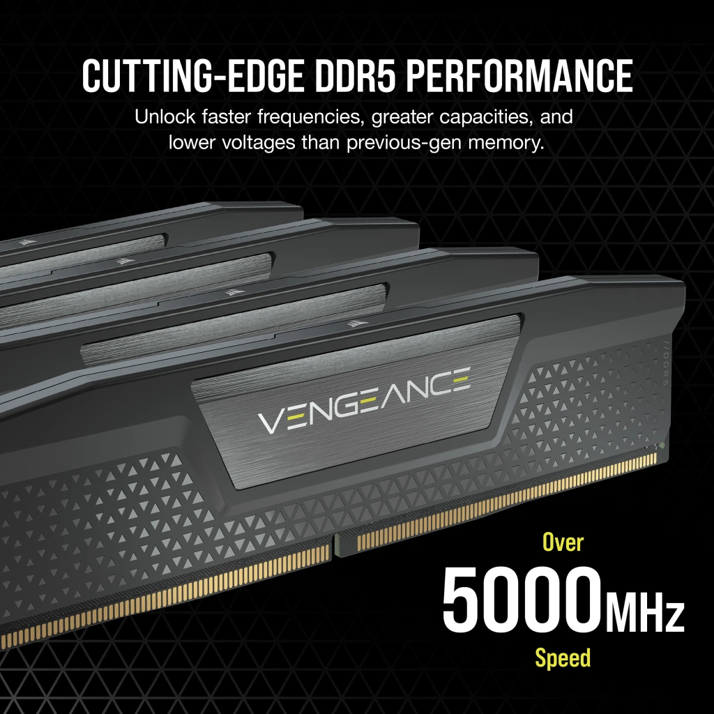 A large marketing image providing additional information about the product Corsair Vengeance 32GB Kit (2x16GB) DDR5 C32 6400MHz - Grey - Additional alt info not provided