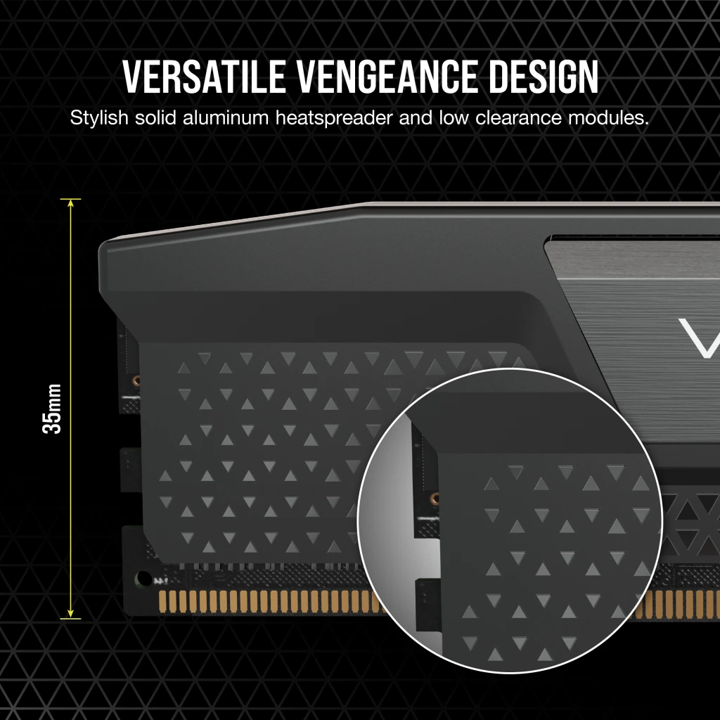 A large marketing image providing additional information about the product Corsair Vengeance 32GB Kit (2x16GB) DDR5 C32 6400MHz - Grey - Additional alt info not provided