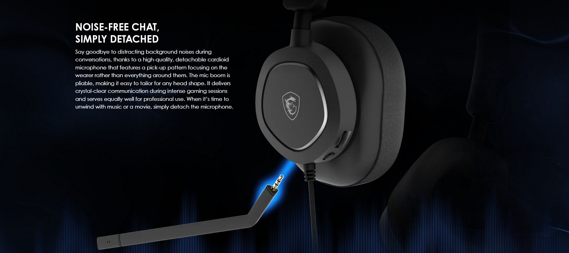 A large marketing image providing additional information about the product MSI Maestro 300 Wired Gaming Headset - Additional alt info not provided