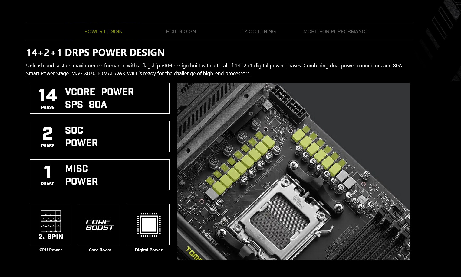 A large marketing image providing additional information about the product MSI MAG X870 Tomahawk WiFi AM5 ATX Desktop Motherboard - Additional alt info not provided