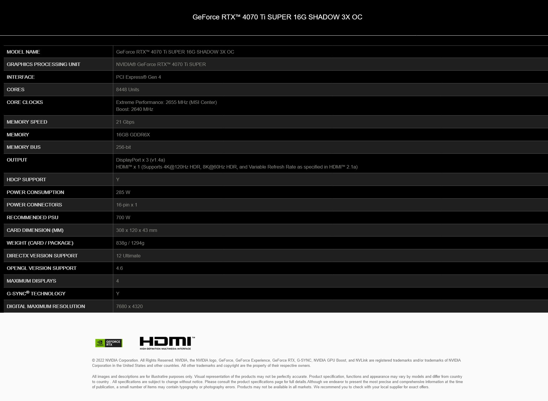 A large marketing image providing additional information about the product MSI GeForce RTX 4070 Ti SUPER Shadow 3X OC 16GB GDDR6X - Additional alt info not provided