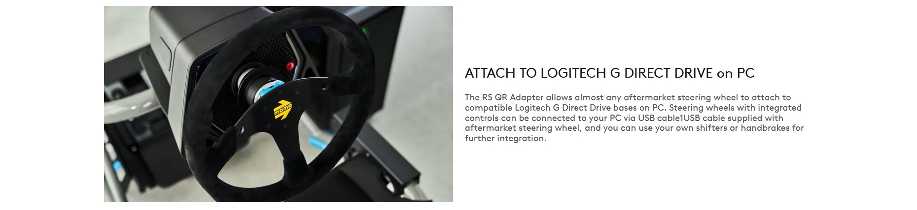 A large marketing image providing additional information about the product Logitech RS QR Adapter - Additional alt info not provided