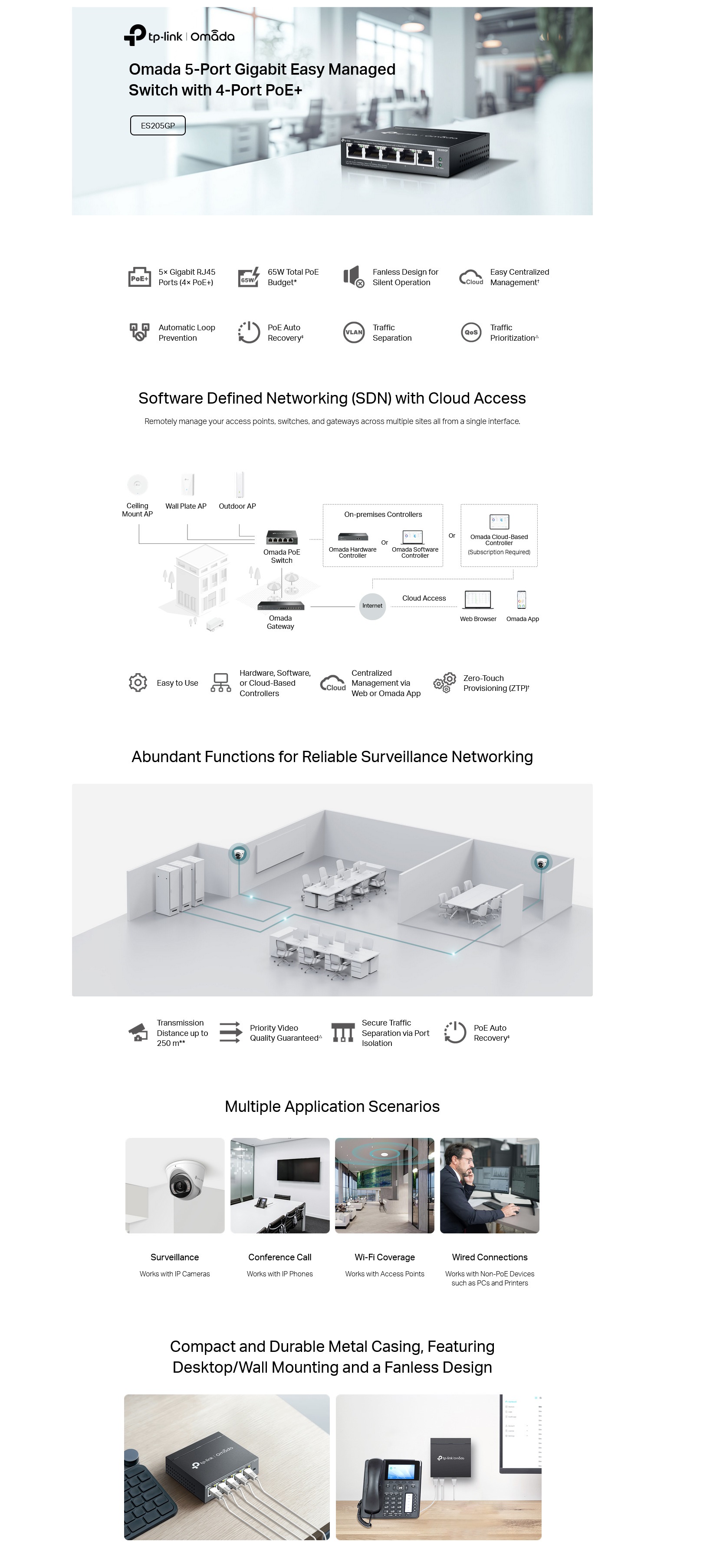 A large marketing image providing additional information about the product TP-Link Omada ES205GP - 5-Port Gigabit Easy Managed Switch with 4-Port PoE+ - Additional alt info not provided