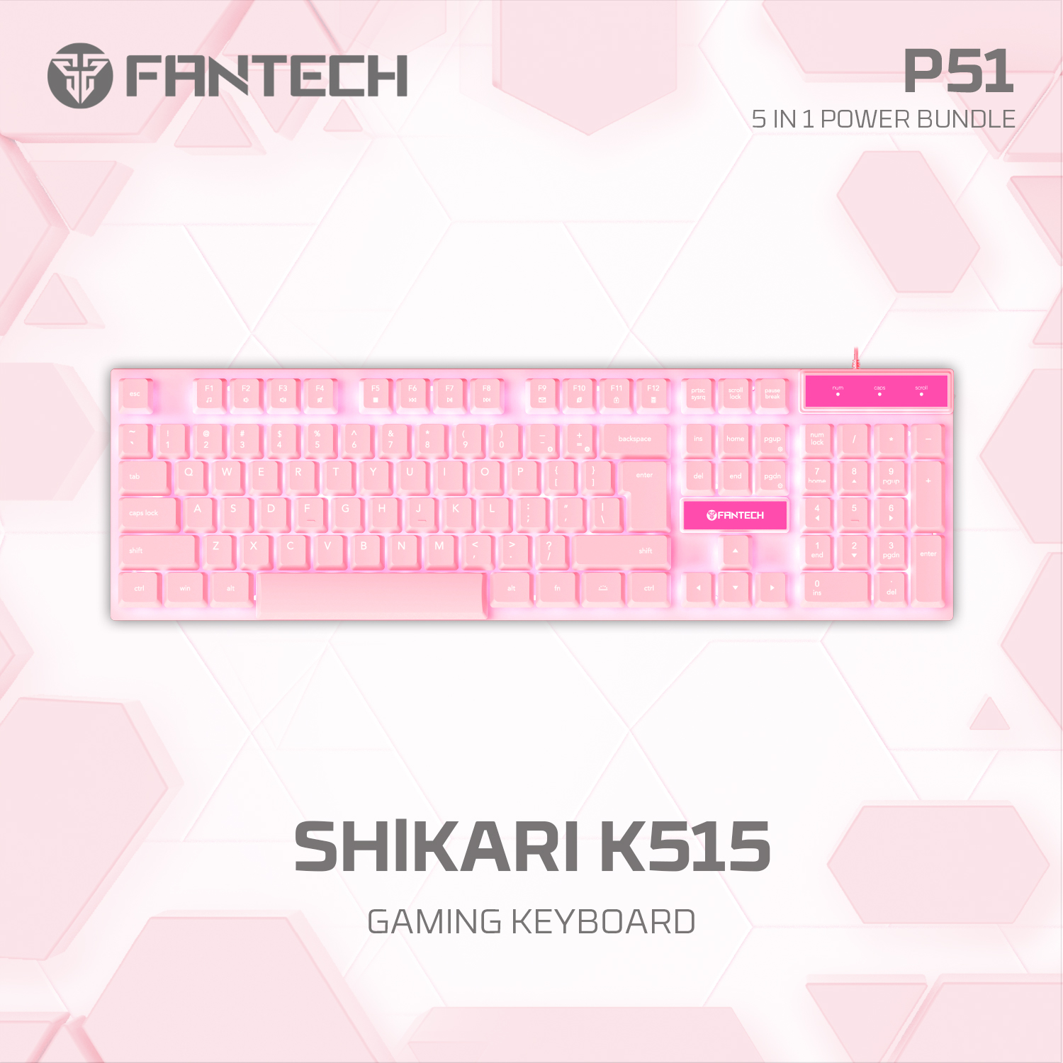 A large marketing image providing additional information about the product Fantech P51 5-in-1 Power Bundle - Pink - Additional alt info not provided