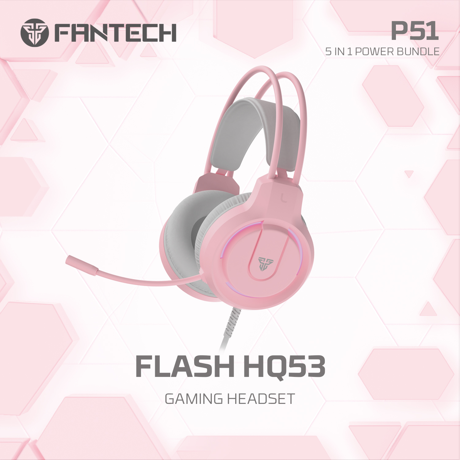 A large marketing image providing additional information about the product Fantech P51 5-in-1 Power Bundle - Pink - Additional alt info not provided