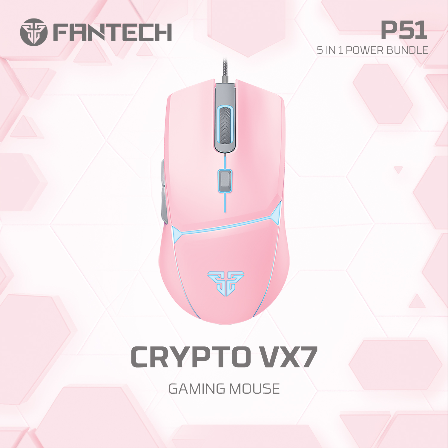 A large marketing image providing additional information about the product Fantech P51 5-in-1 Power Bundle - Pink - Additional alt info not provided