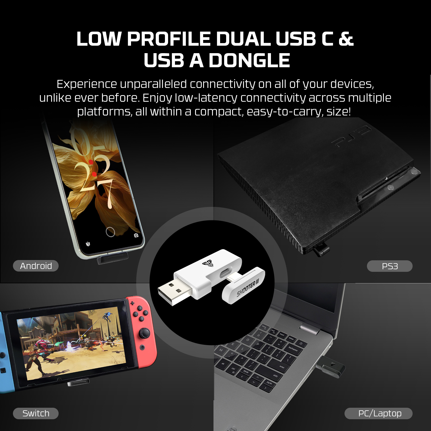 A large marketing image providing additional information about the product Fantech Shooter III Gamepad - Wireless Multi-Platform Hall-Effect Controller (White) - Additional alt info not provided