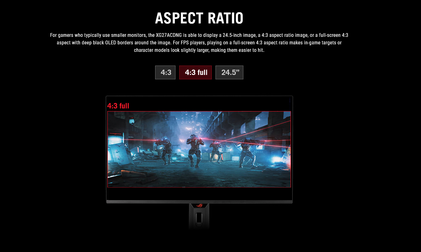 A large marketing image providing additional information about the product ASUS ROG Swift OLED XG27ACDNG 27" 1440p 360Hz 0.03ms OLED Monitor - Additional alt info not provided