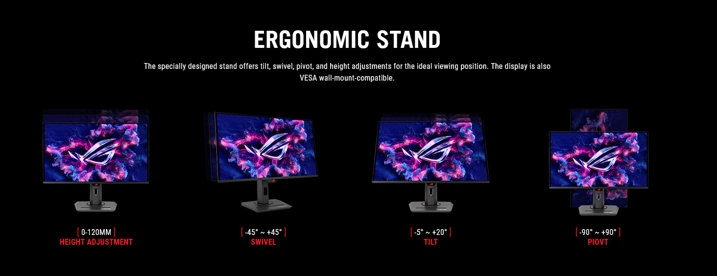 A large marketing image providing additional information about the product ASUS ROG Swift OLED XG27ACDNG 27" 1440p 360Hz 0.03ms OLED Monitor - Additional alt info not provided