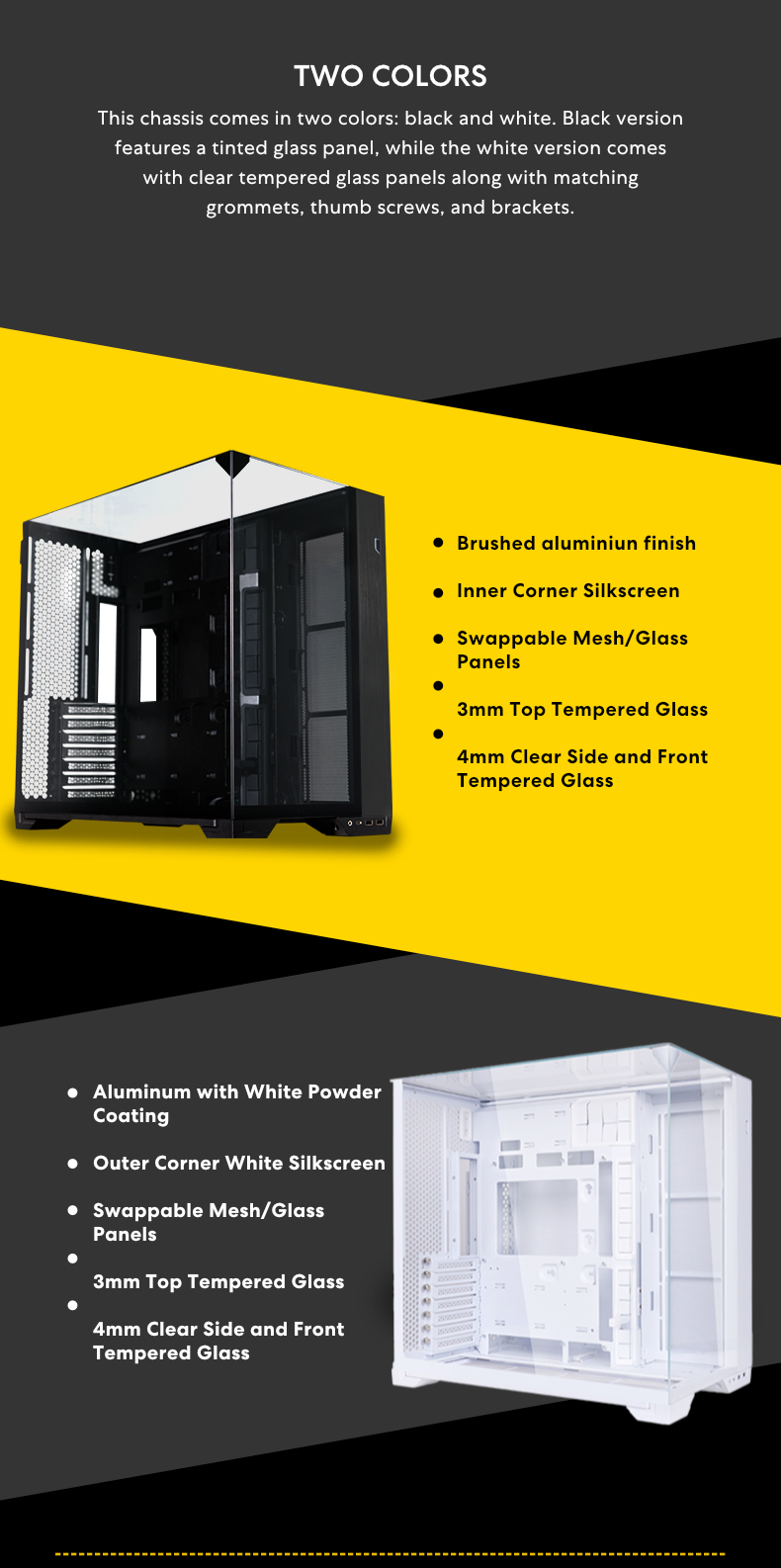 A large marketing image providing additional information about the product Lian Li O11 Vision Compact Mid Tower Case - Black - Additional alt info not provided