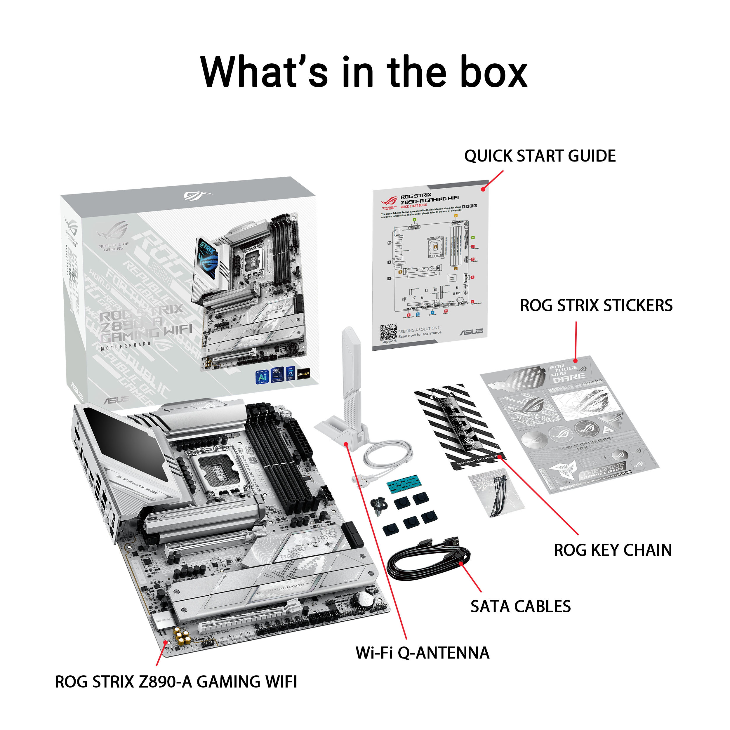 A large marketing image providing additional information about the product ASUS ROG Strix Z890-A Gaming WiFi LGA1851 ATX Desktop Motherboard - Additional alt info not provided