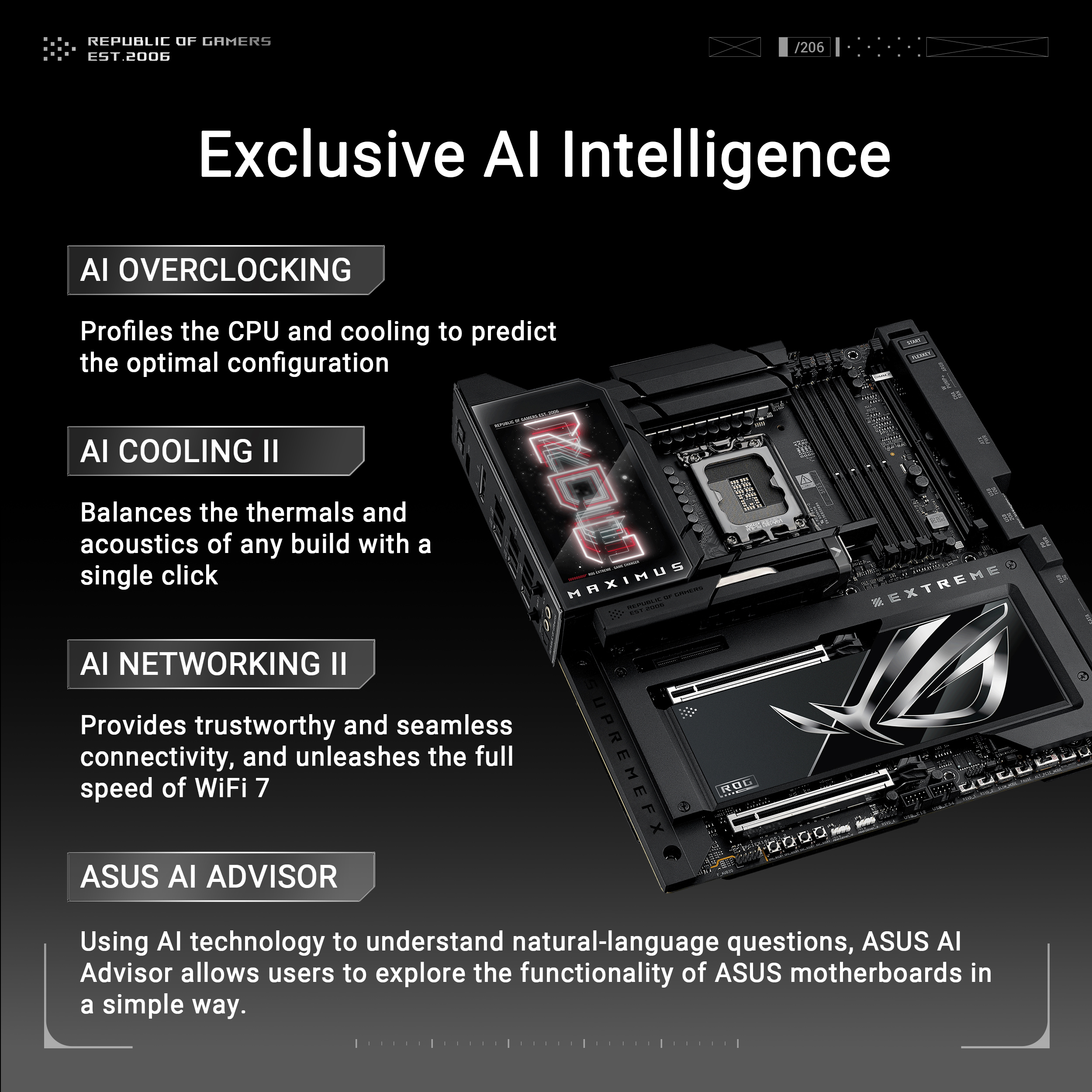 A large marketing image providing additional information about the product ASUS ROG Maximus Z890 Extreme LGA1851 eATX Desktop Motherboard - Additional alt info not provided