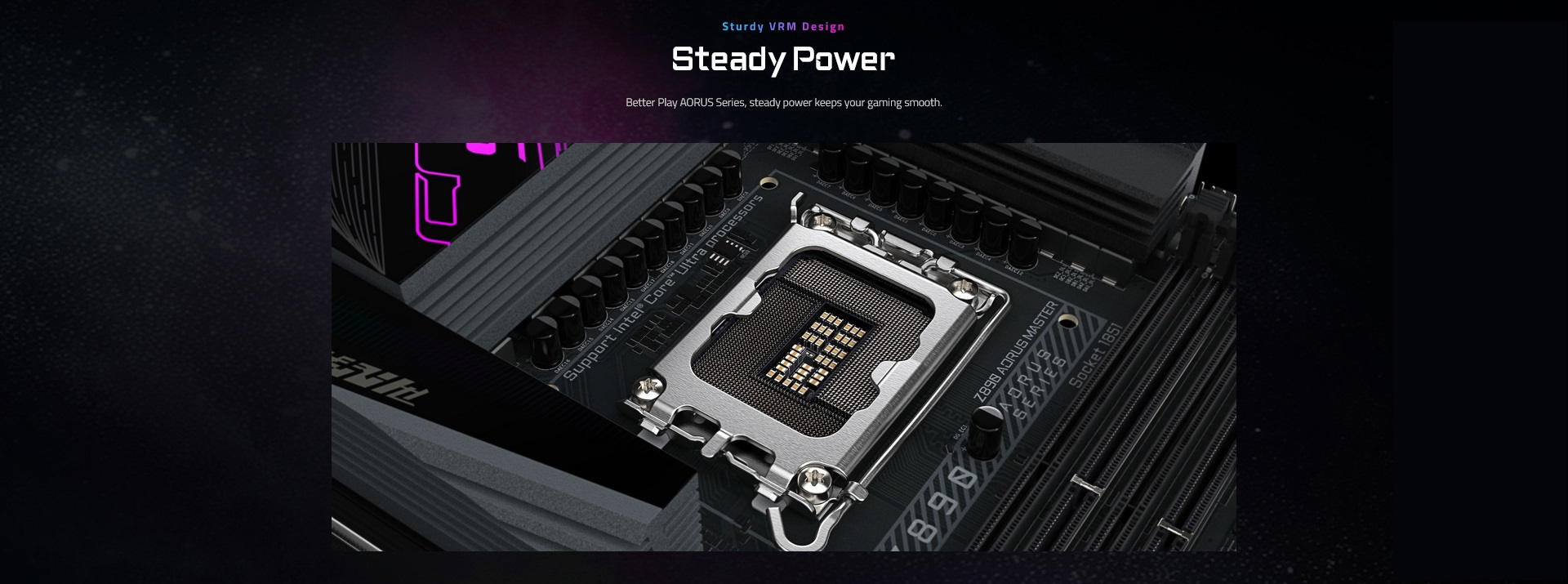 A large marketing image providing additional information about the product Gigabyte Z890 Aorus Master LGA1851 ATX Desktop Motherboard - Additional alt info not provided