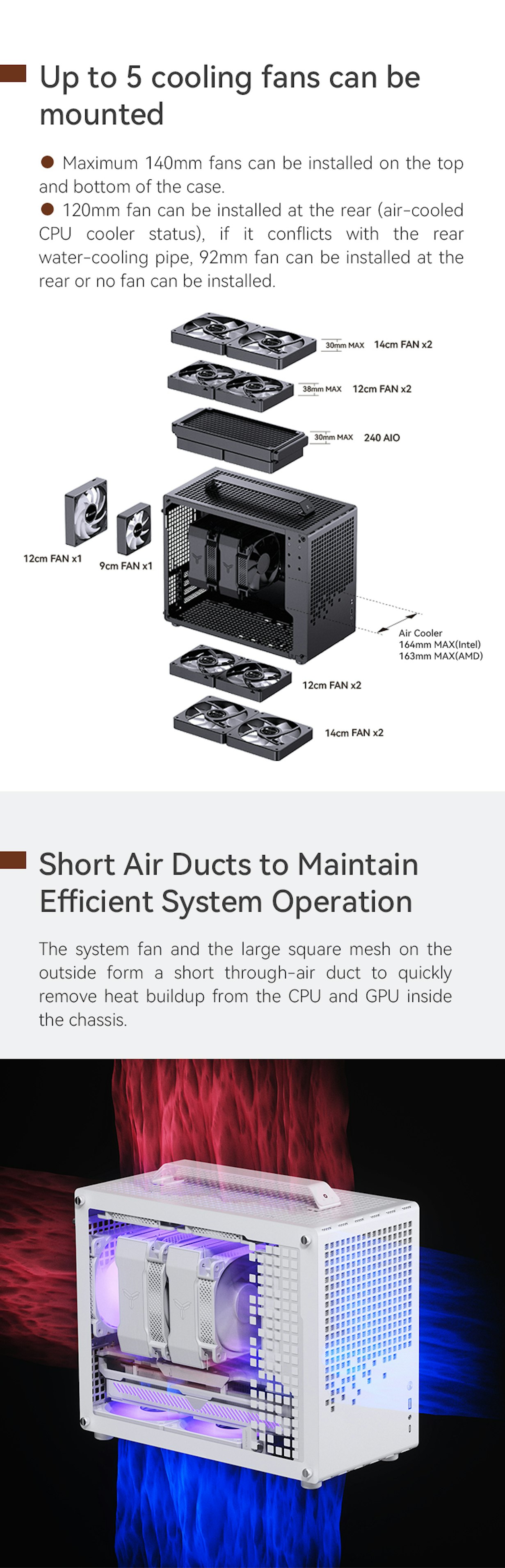 A large marketing image providing additional information about the product Jonsplus Z20 Tempered Glass mATX Case - Orange / Black - Additional alt info not provided