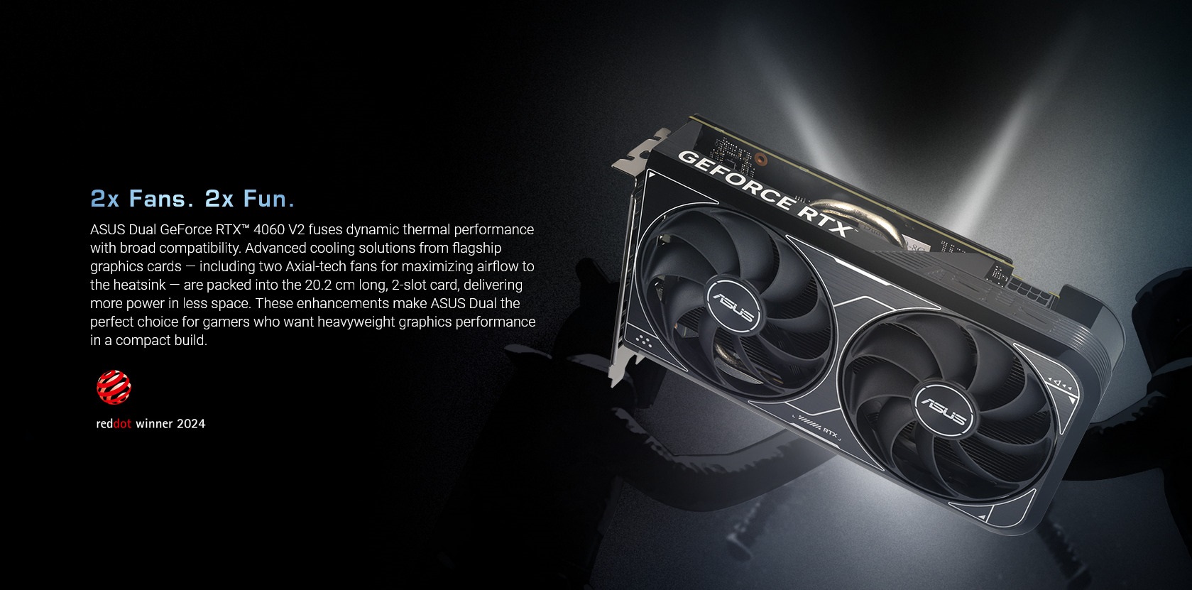 A large marketing image providing additional information about the product ASUS GeForce RTX 4060 Dual OC 8GB GDDR6 - Additional alt info not provided