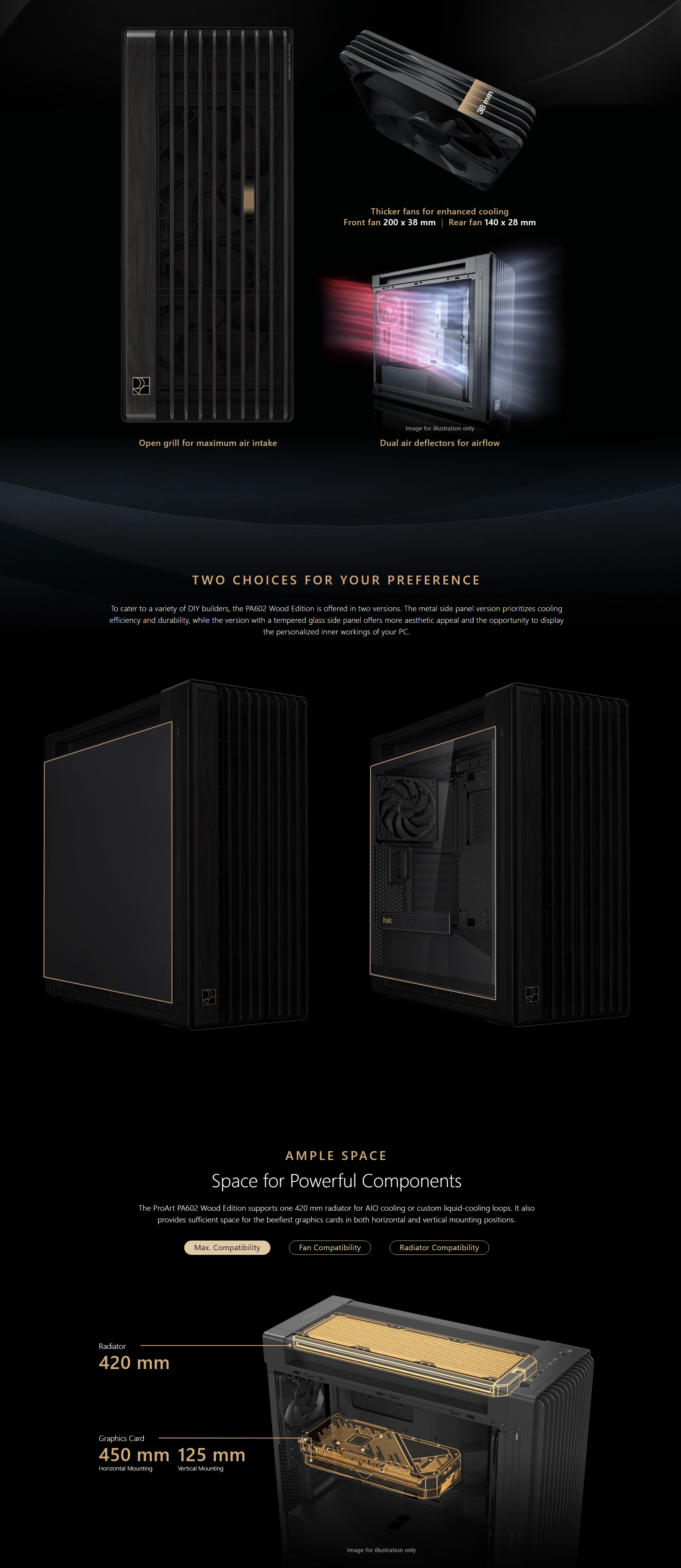 A large marketing image providing additional information about the product ASUS ProArt PA602 Mid Tower Case - Wood TG - Additional alt info not provided