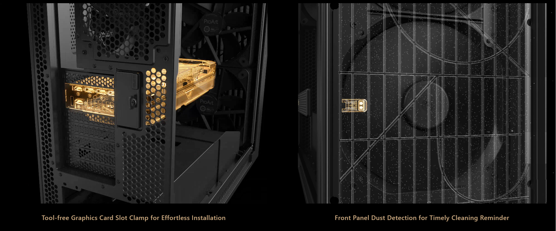 A large marketing image providing additional information about the product ASUS ProArt PA602 Mid Tower Case - Wood TG - Additional alt info not provided