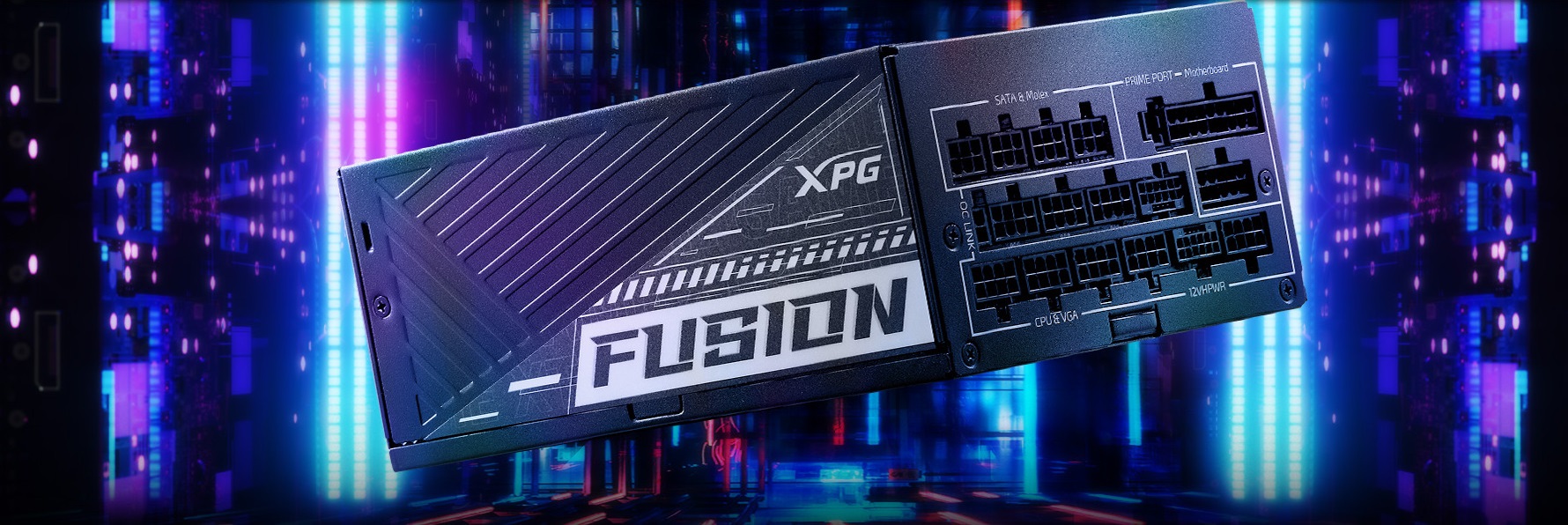 A large marketing image providing additional information about the product ADATA XPG Fusion 1600W Titanium PCIe 5.0 ATX 3.0 Modular PSU - Additional alt info not provided