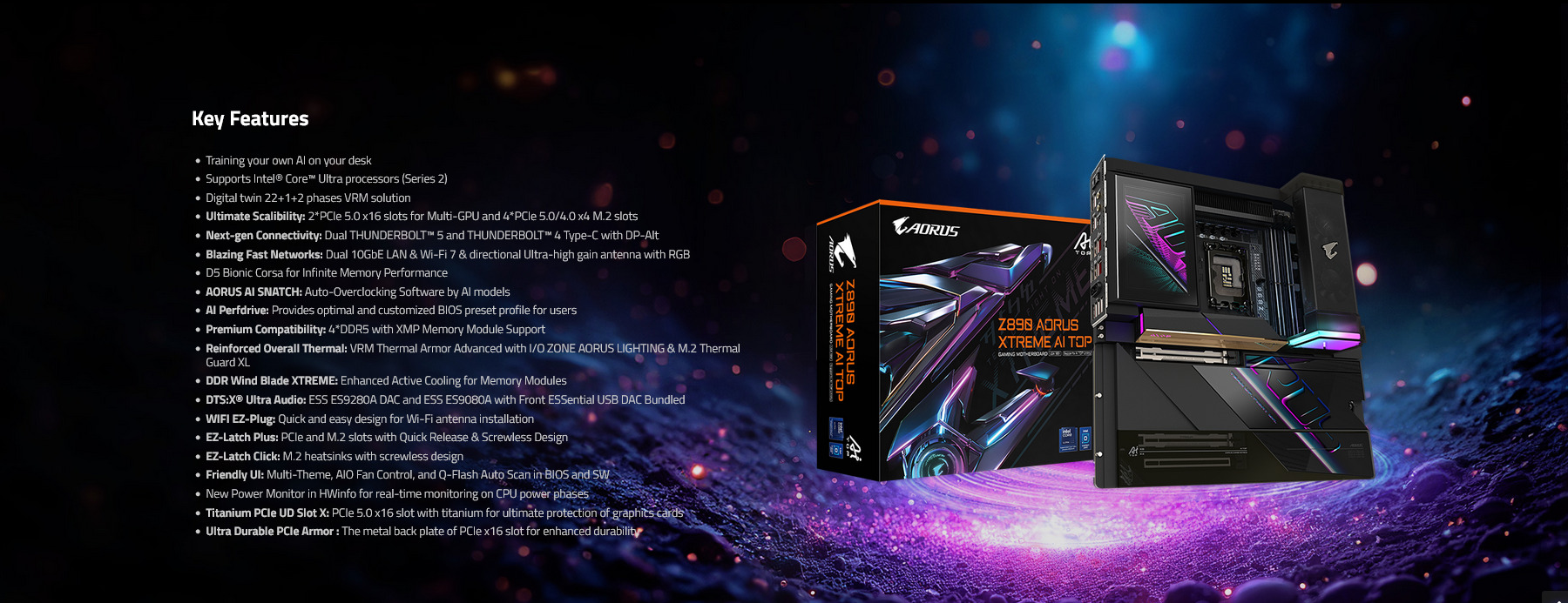 A large marketing image providing additional information about the product Gigabyte Z890 Aorus Xtreme Al Top LGA1851 eATX Desktop Motherboard - Additional alt info not provided