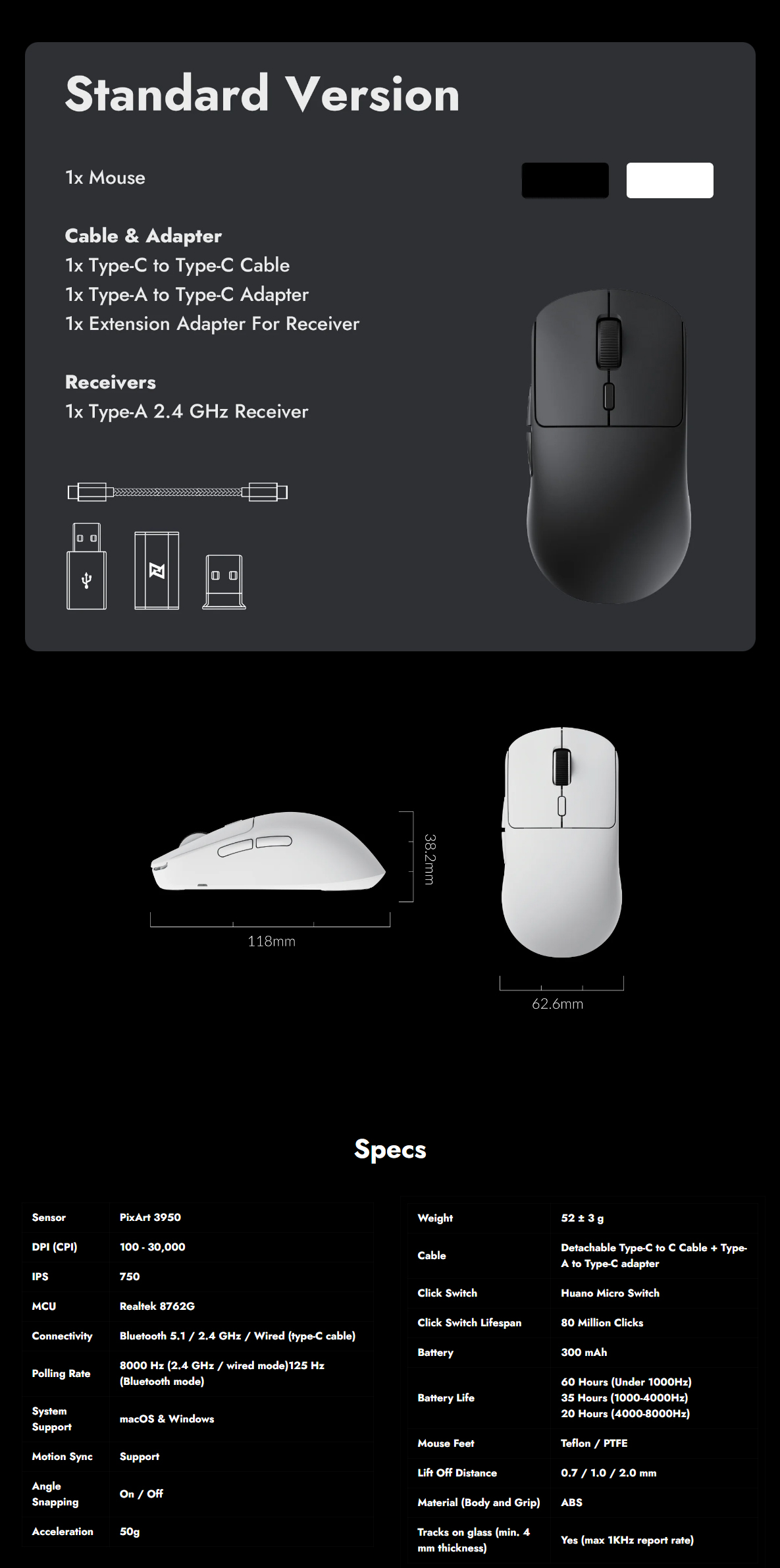 A large marketing image providing additional information about the product Keychron Lemokey G2 8K - 52g Lightweight Wireless Mouse (Black) - Additional alt info not provided