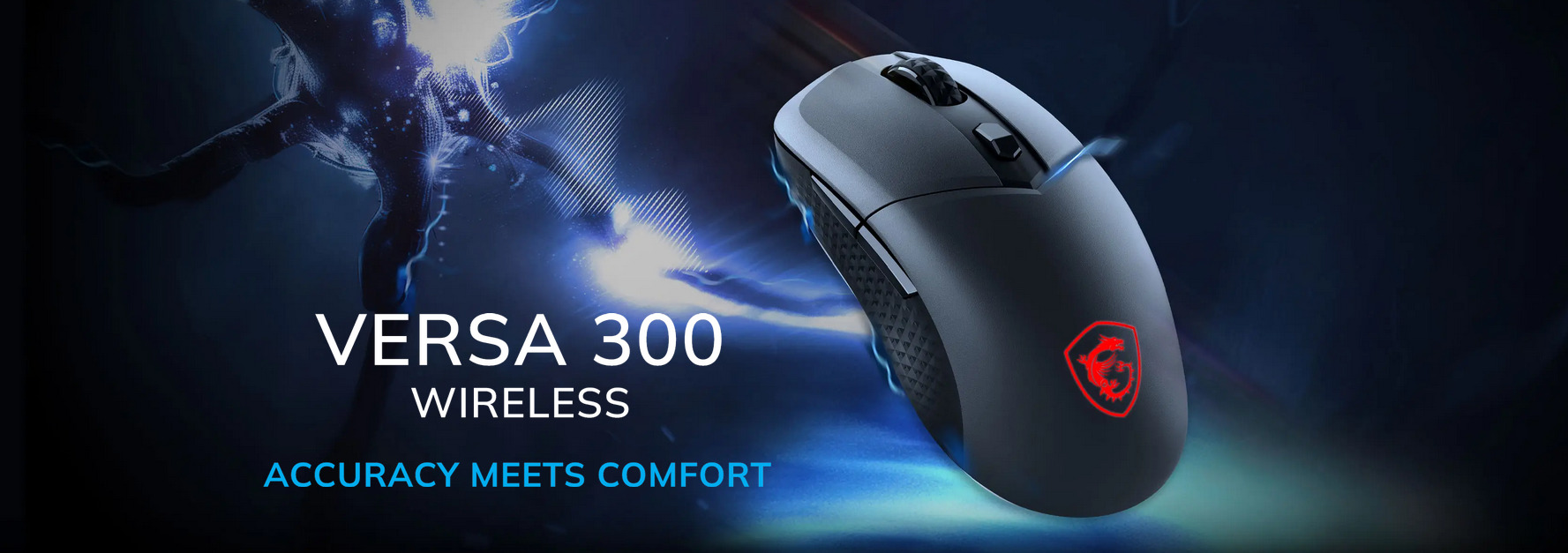 A large marketing image providing additional information about the product MSI Versa 300 Wireless Gaming Mouse - Additional alt info not provided